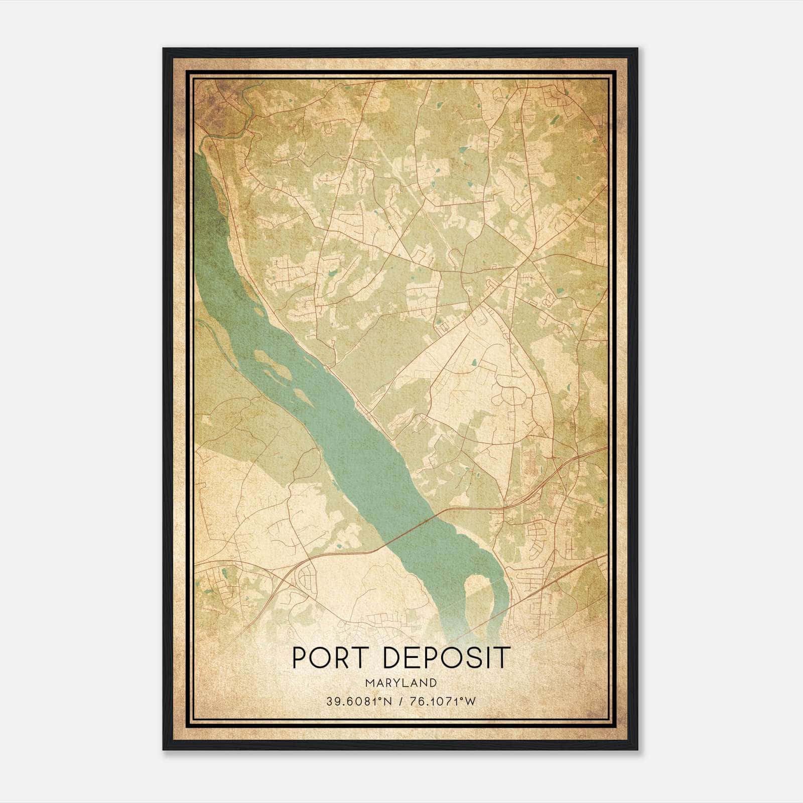 Vintage Port Deposit Maryland Map Poster, Port Deposit MD City Road Wall Art Print Vintage Port Deposit Maryland Map Poster, Port Deposit MD City Road Wall Art Print