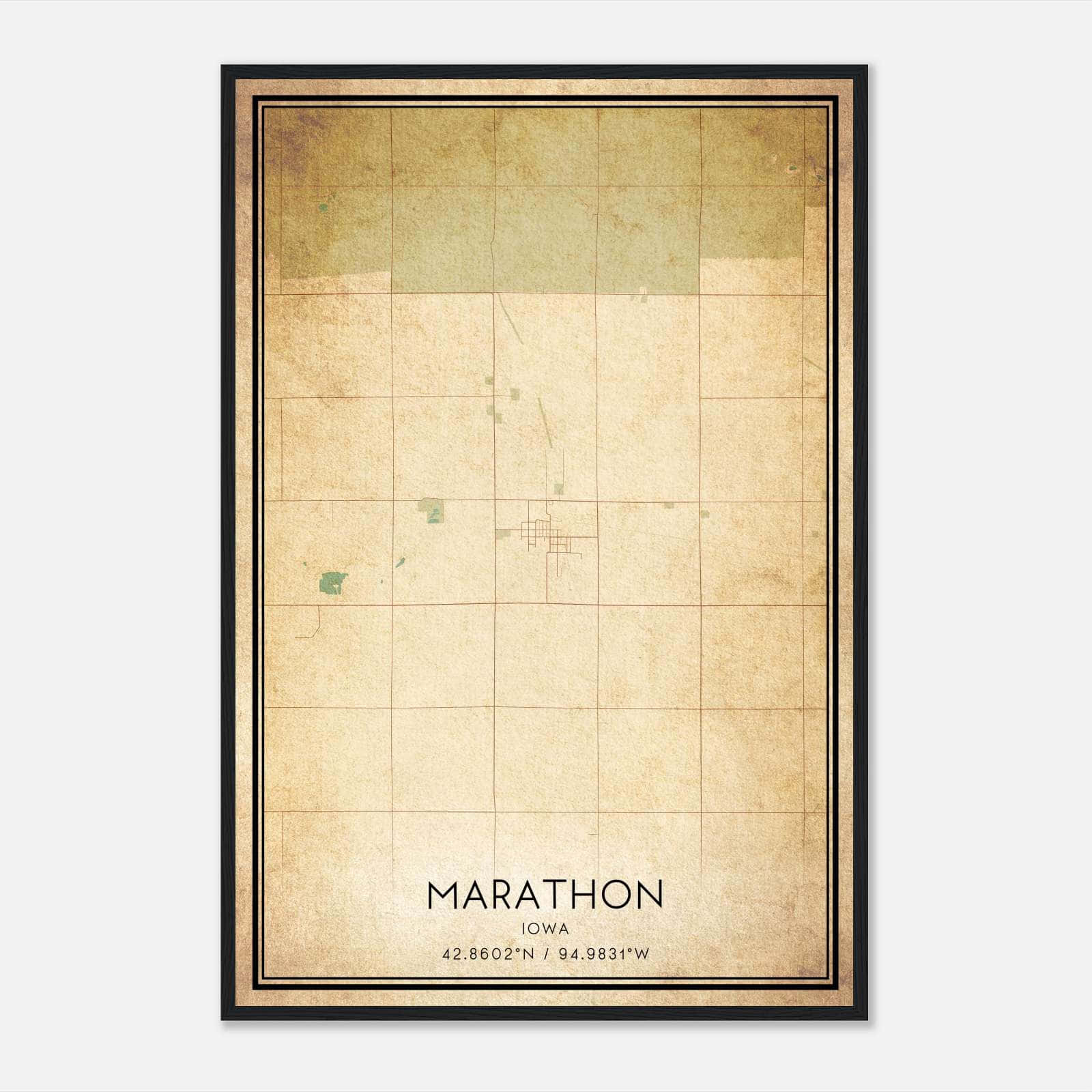 Vintage Marathon Iowa Map Poster, Marathon IA City Road Wall Art Print Vintage Marathon Iowa Map Poster, Marathon IA City Road Wall Art Print