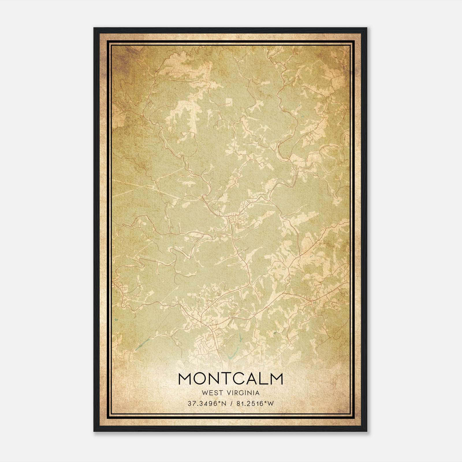 Vintage Montcalm West Virginia Map Poster, Montcalm WV City Road Wall Art Print Vintage Montcalm West Virginia Map Poster, Montcalm WV City Road Wall Art Print