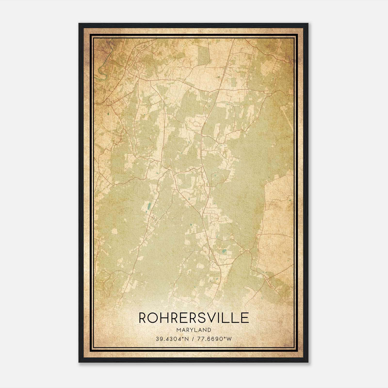 Vintage Rohrersville Maryland Map Poster, Rohrersville MD City Road Wall Art Print Vintage Rohrersville Maryland Map Poster, Rohrersville MD City Road Wall Art Print