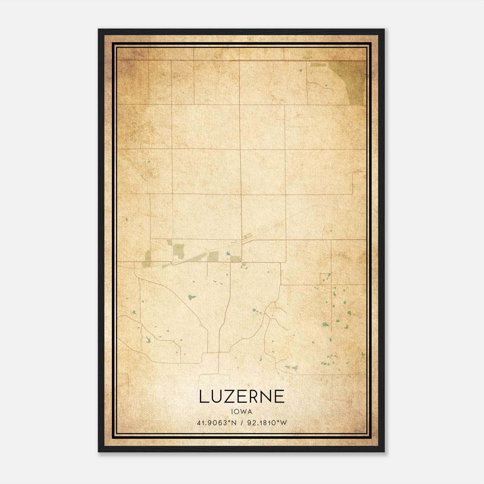 Vintage Luzerne Iowa Map Poster, Luzerne IA City Road Wall Art Print Vintage Luzerne Iowa Map Poster, Luzerne IA City Road Wall Art Print