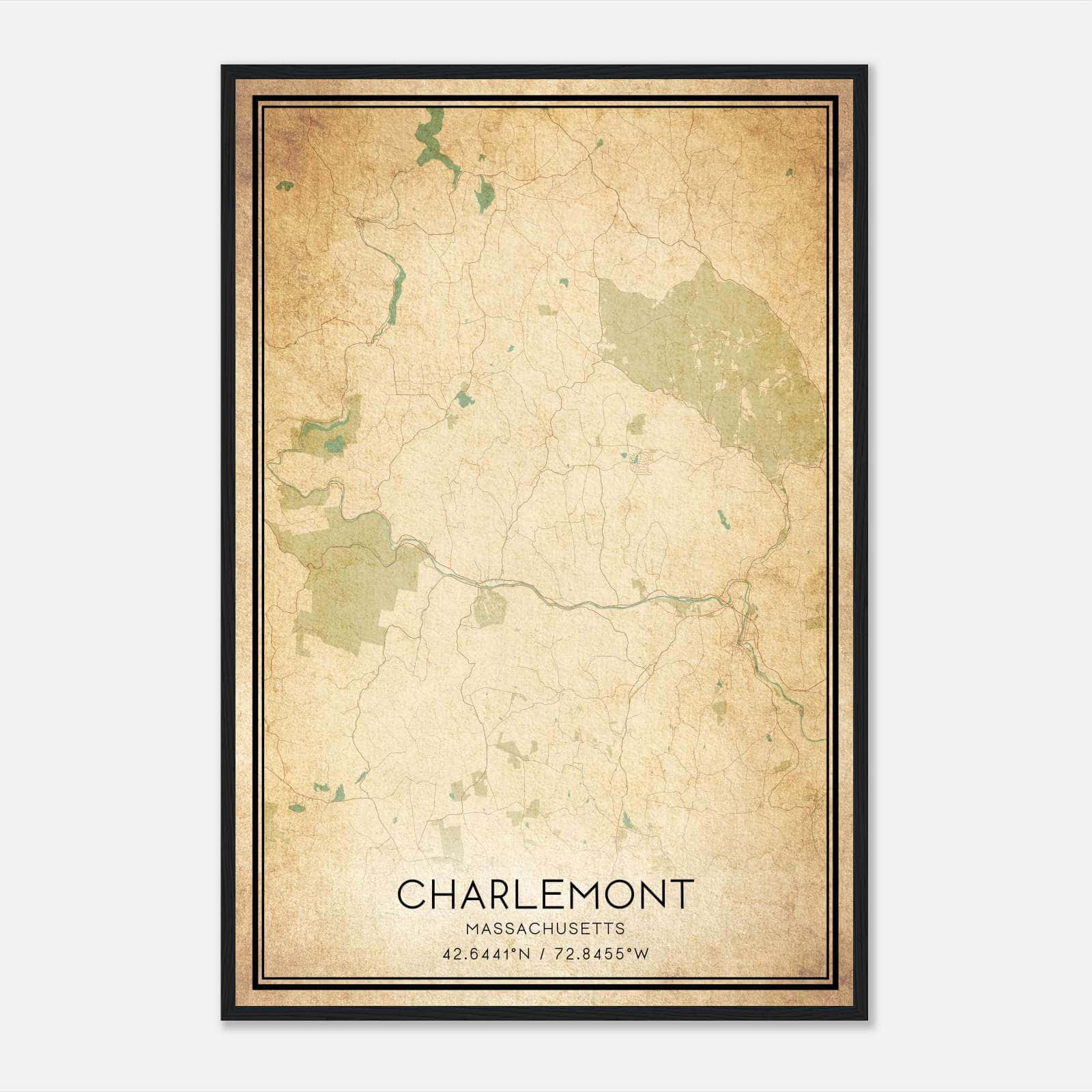 Vintage Charlemont Massachusetts Map Poster, Charlemont MA City Road Wall Art Print Vintage Charlemont Massachusetts Map Poster, Charlemont MA City Road Wall Art Print