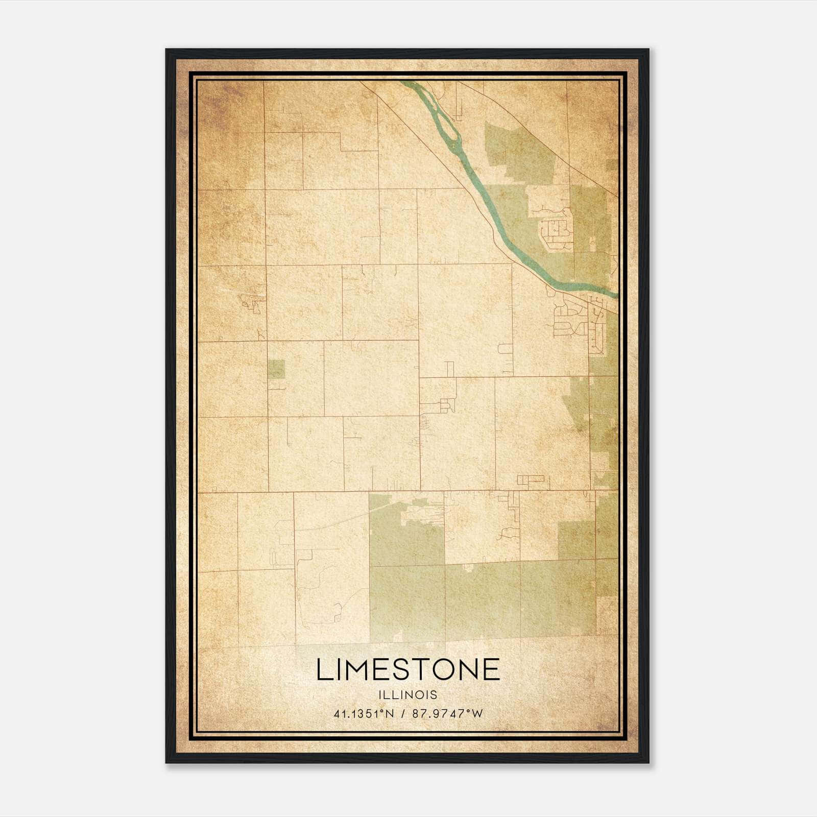 Vintage Limestone Illinois Map Poster, Limestone IL City Road Wall Art Print Vintage Limestone Illinois Map Poster, Limestone IL City Road Wall Art Print