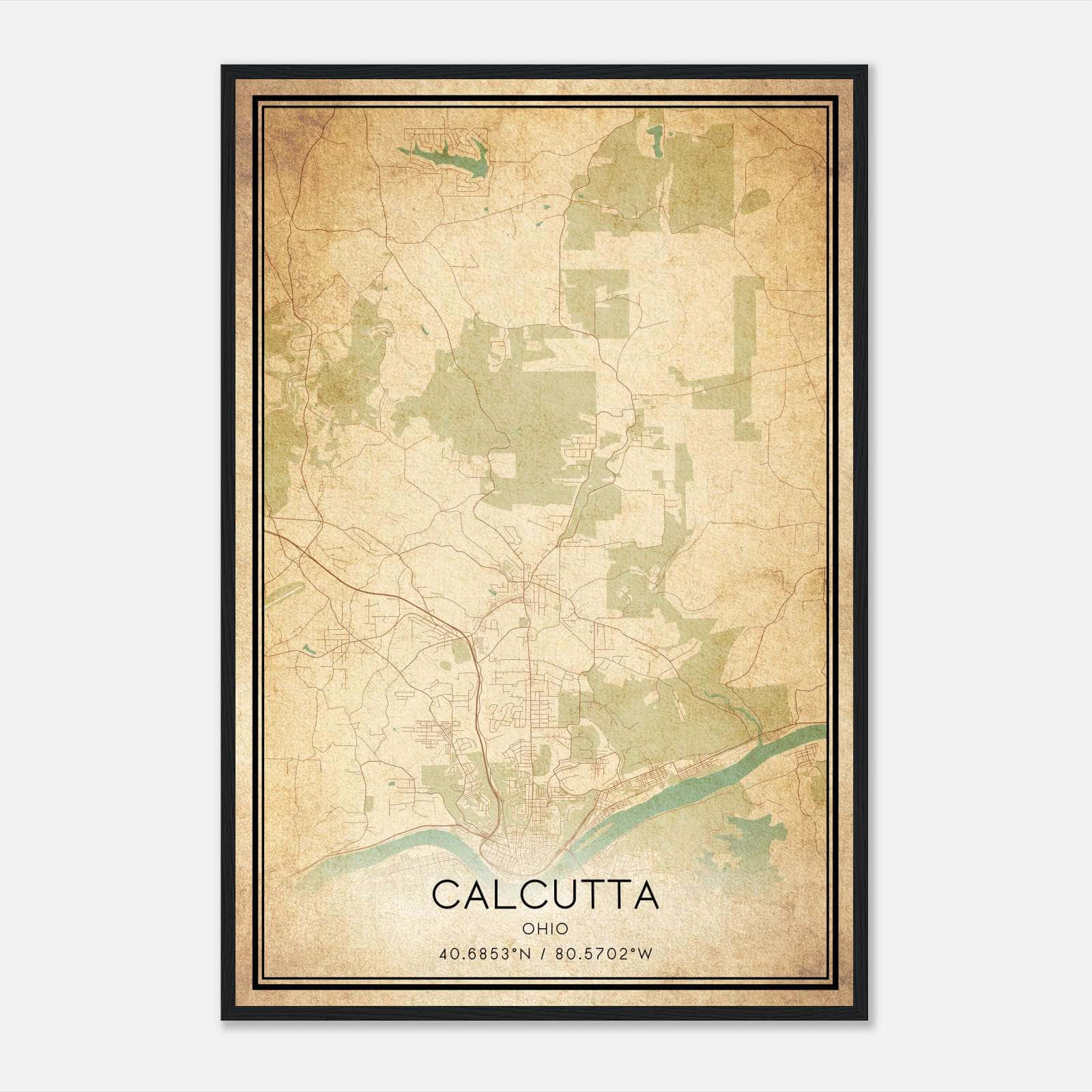 Vintage Calcutta Ohio Map Poster, Calcutta OH City Road Wall Art Print Vintage Calcutta Ohio Map Poster, Calcutta OH City Road Wall Art Print