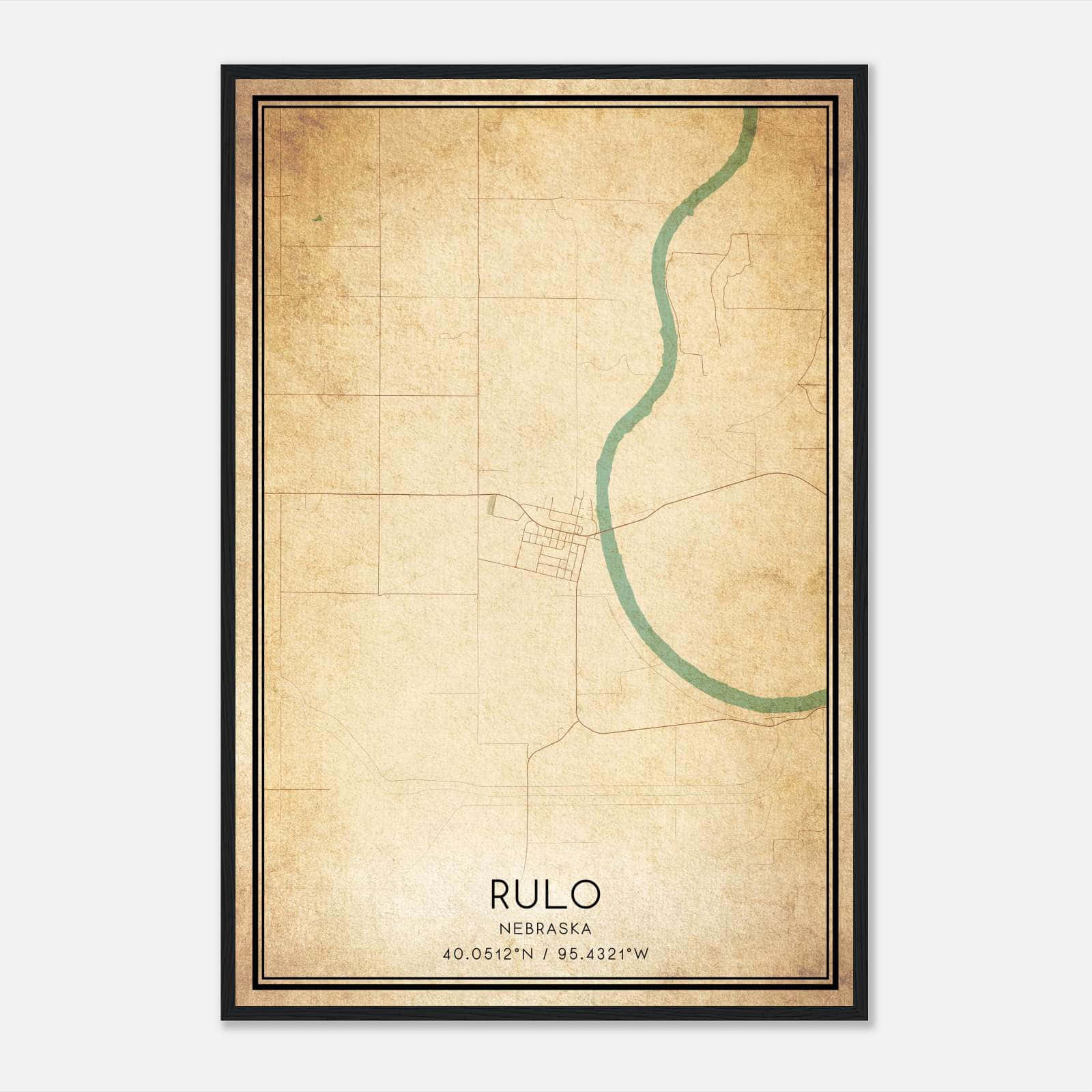 Vintage Rulo Nebraska Map Poster, Rulo NE City Road Wall Art Print Vintage Rulo Nebraska Map Poster, Rulo NE City Road Wall Art Print