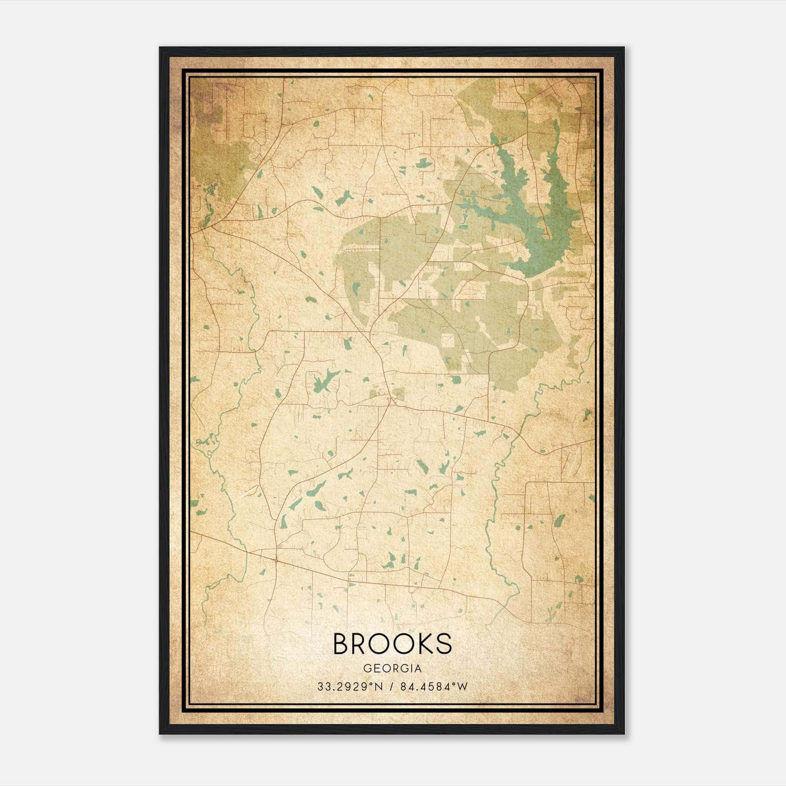 Vintage Brooks Georgia Map Poster, Brooks GA City Road Wall Art Print Vintage Brooks Georgia Map Poster, Brooks GA City Road Wall Art Print