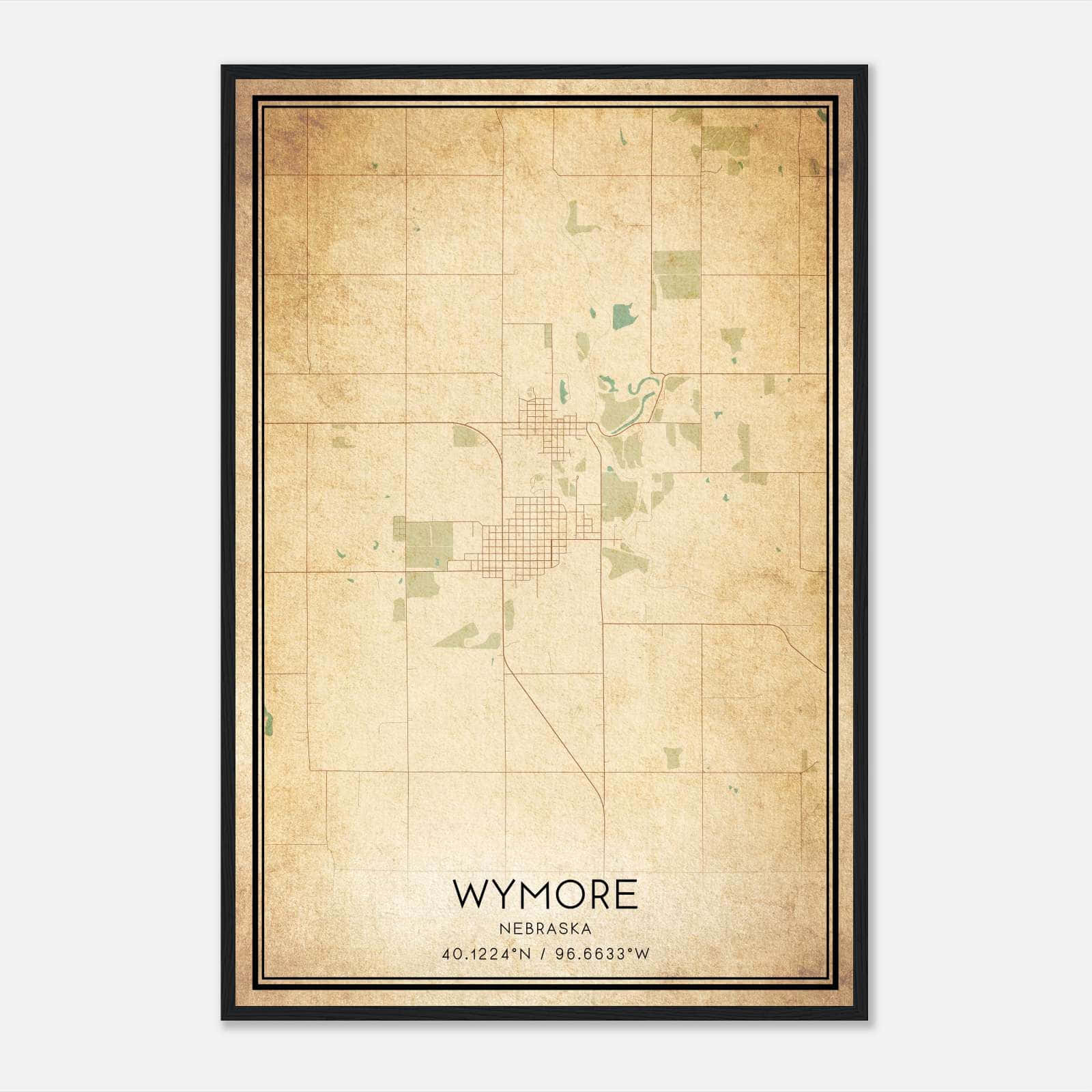 Vintage Wymore Nebraska Map Poster, Wymore NE City Road Wall Art Print Vintage Wymore Nebraska Map Poster, Wymore NE City Road Wall Art Print