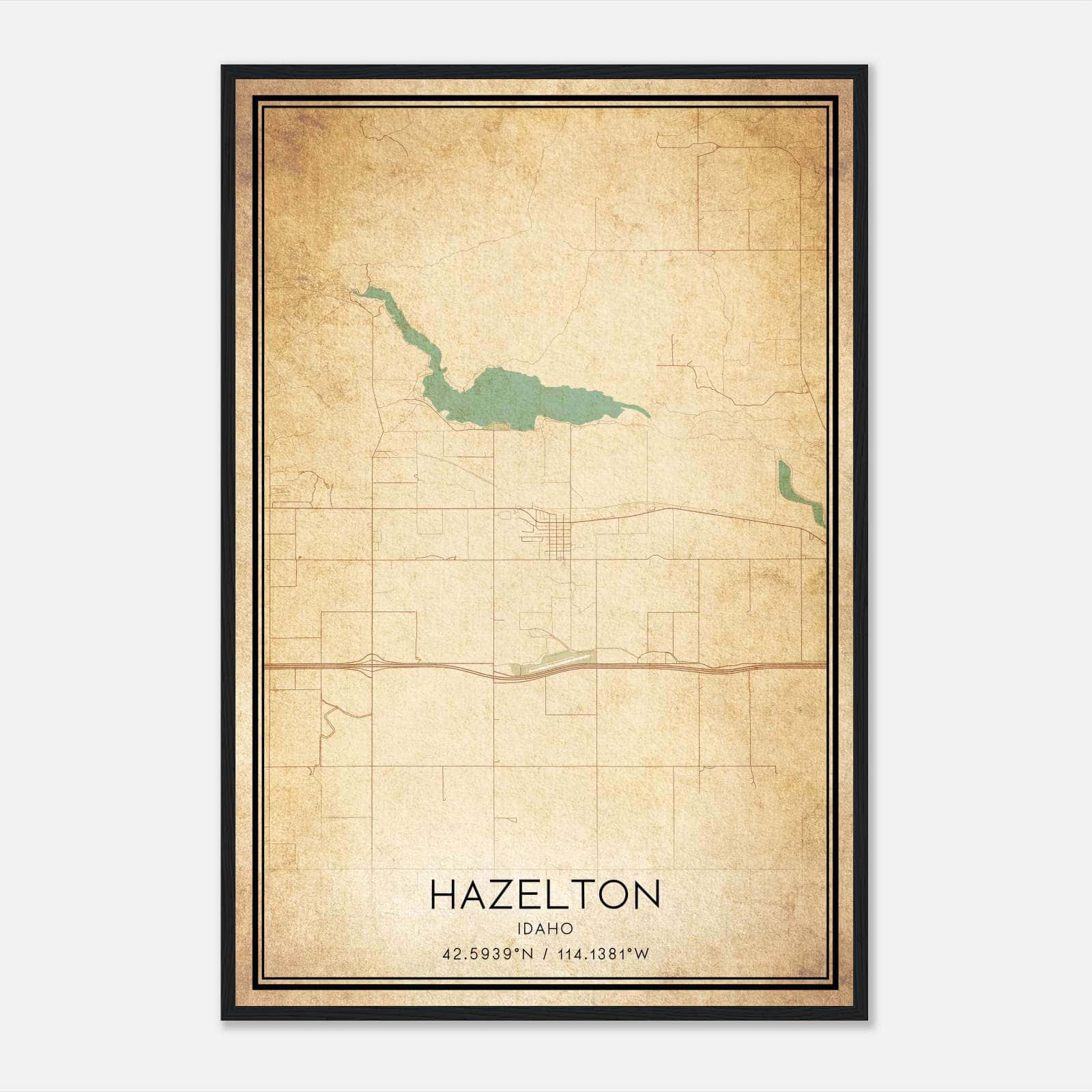 Vintage Hazelton Idaho Map Poster, Hazelton ID City Road Wall Art Print Vintage Hazelton Idaho Map Poster, Hazelton ID City Road Wall Art Print