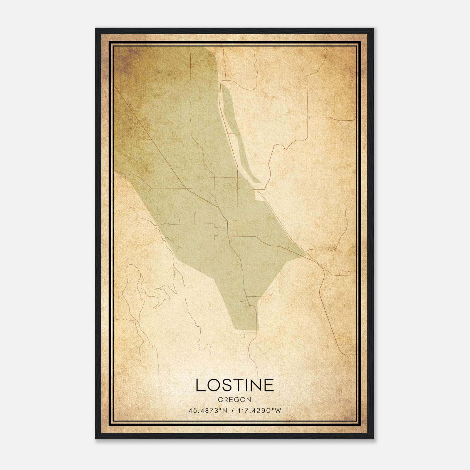 Vintage Lostine Oregon Map Poster, Lostine OR City Road Wall Art Print Vintage Lostine Oregon Map Poster, Lostine OR City Road Wall Art Print