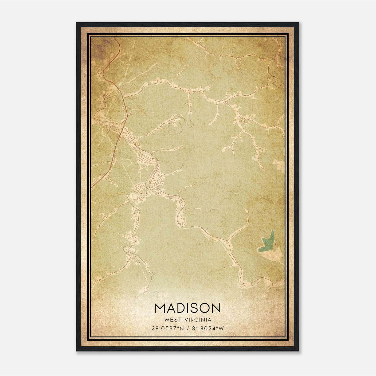 Vintage Madison West Virginia Map Poster, Madison WV City Road Wall Art Print Vintage Madison West Virginia Map Poster, Madison WV City Road Wall Art Print