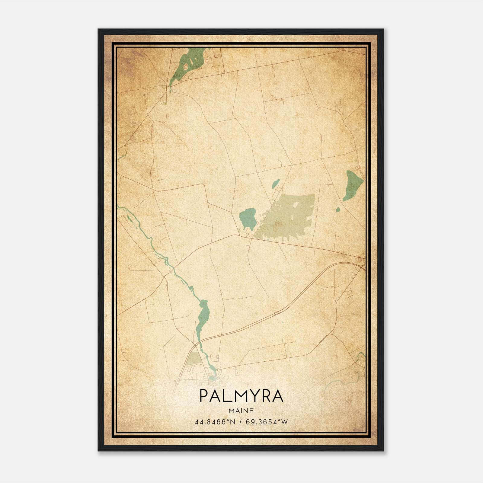 Vintage Palmyra Maine Map Poster, Palmyra ME City Road Wall Art Print Vintage Palmyra Maine Map Poster, Palmyra ME City Road Wall Art Print