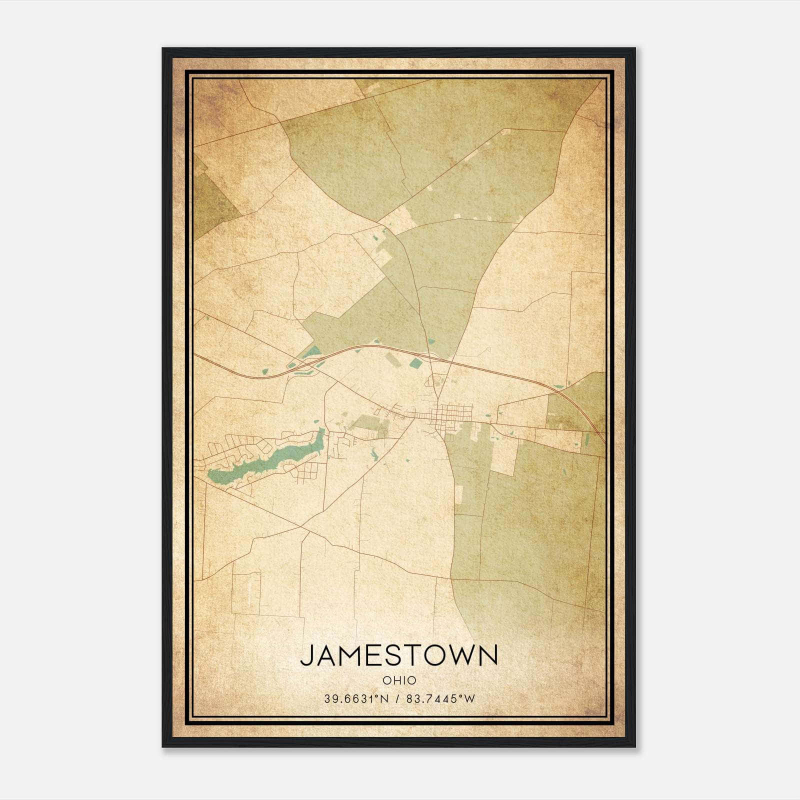 Vintage Jamestown Ohio Map Poster, Jamestown OH City Road Wall Art Print Vintage Jamestown Ohio Map Poster, Jamestown OH City Road Wall Art Print