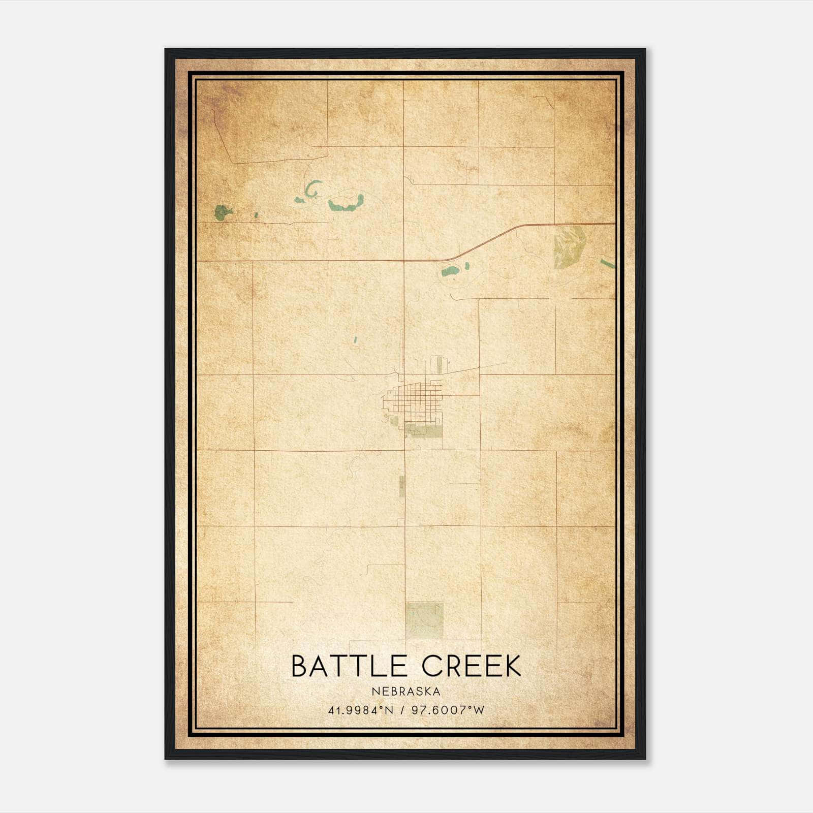 Vintage Battle Creek Nebraska Map Poster, Battle Creek NE City Road Wall Art Print Vintage Battle Creek Nebraska Map Poster, Battle Creek NE City Road Wall Art Print