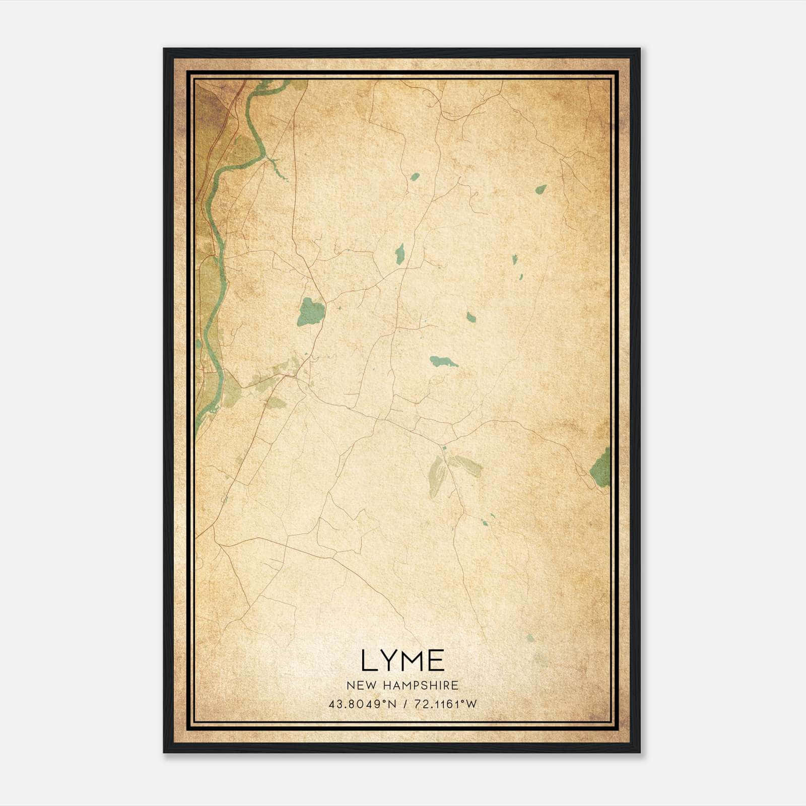 Vintage Lyme New Hampshire Map Poster, Lyme NH City Road Wall Art Print Vintage Lyme New Hampshire Map Poster, Lyme NH City Road Wall Art Print