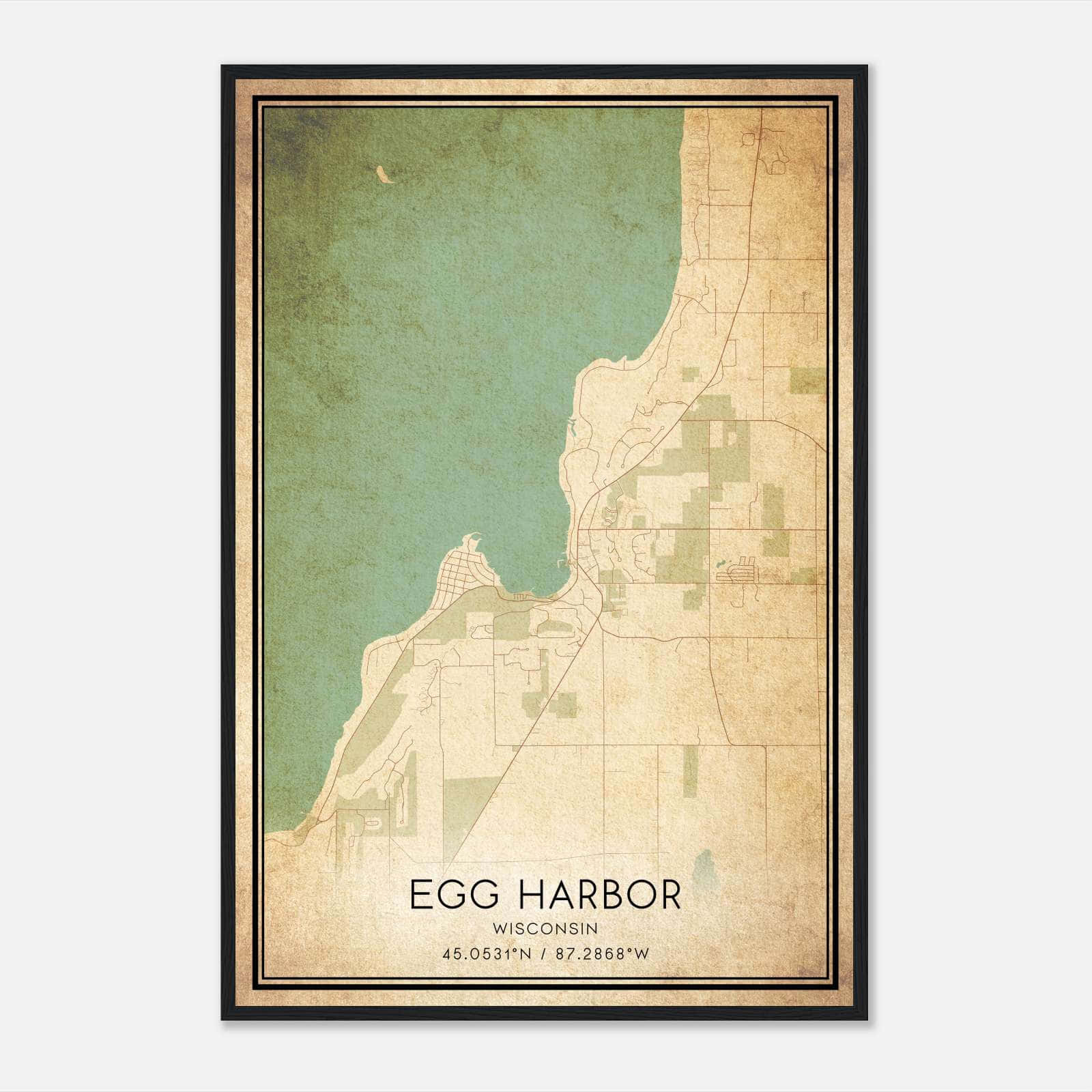 Vintage Egg Harbor Wisconsin Map Poster, Egg Harbor WI City Road Wall Art Print Vintage Egg Harbor Wisconsin Map Poster, Egg Harbor WI City Road Wall Art Print