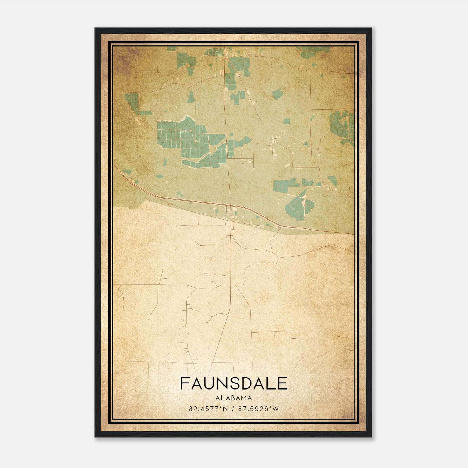 Vintage Faunsdale Alabama Map Poster, Faunsdale AL City Road Wall Art Print Vintage Faunsdale Alabama Map Poster, Faunsdale AL City Road Wall Art Print