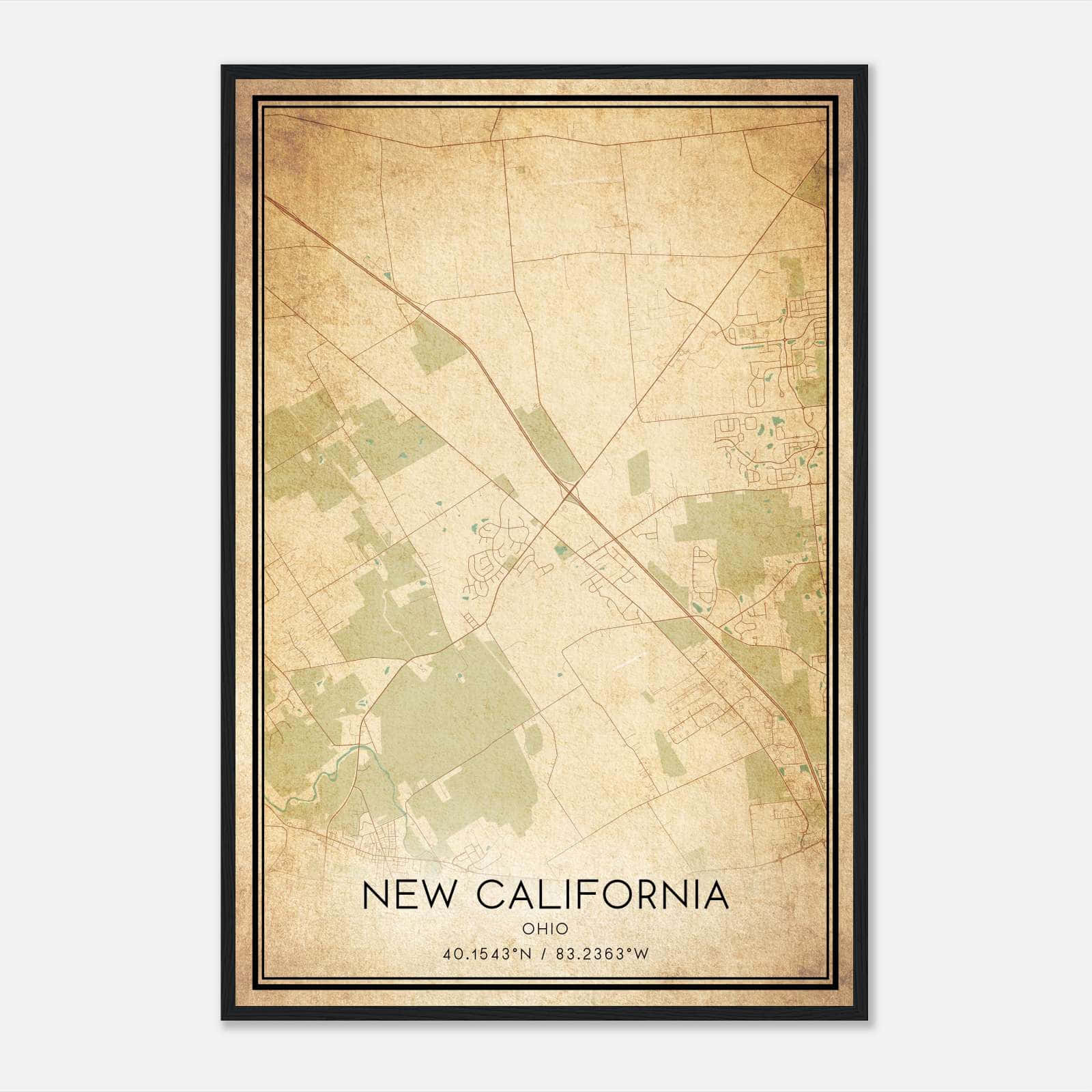 Vintage New California Ohio Map Poster, New California OH City Road Wall Art Print Vintage New California Ohio Map Poster, New California OH City Road Wall Art Print