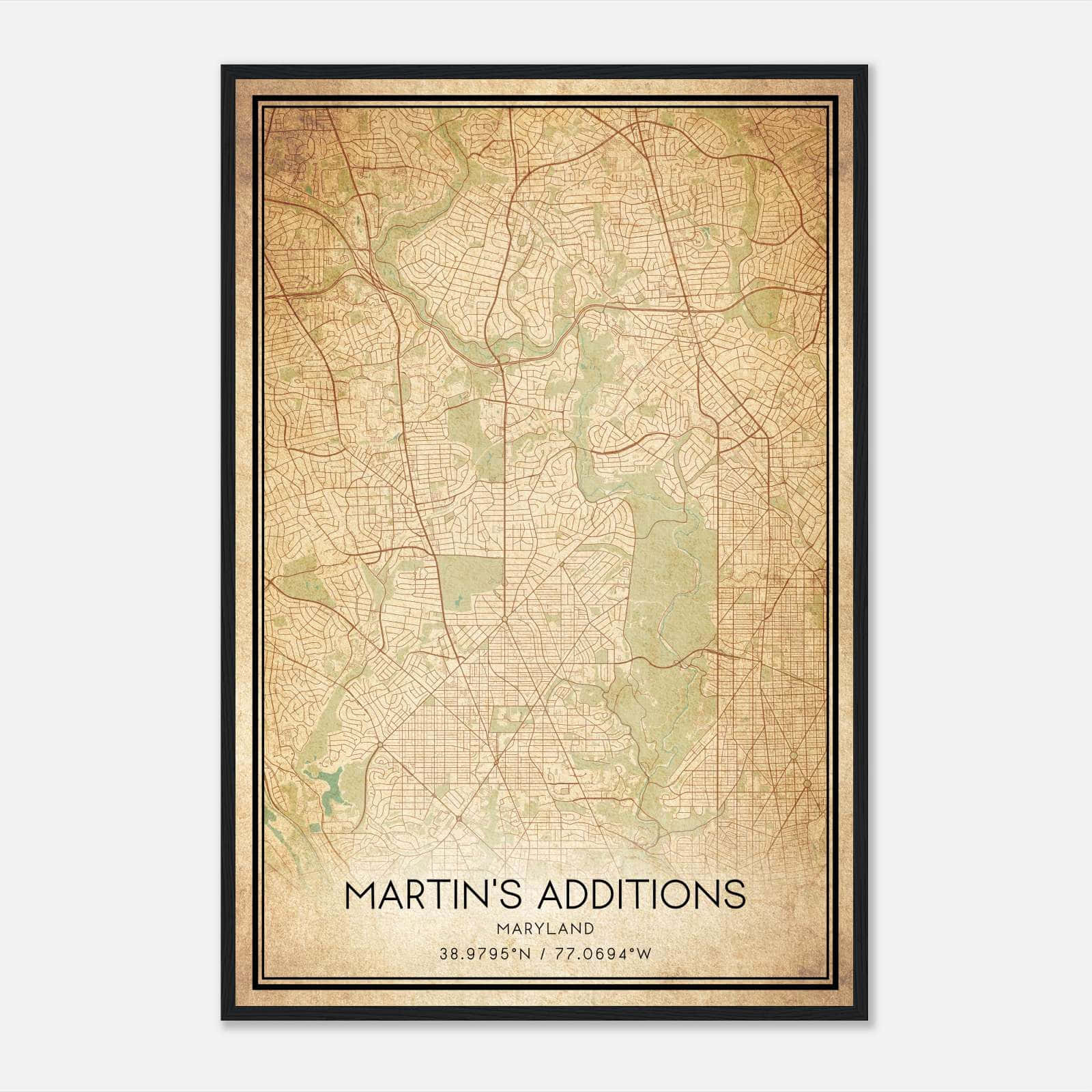 Vintage Martin’s Additions Maryland Map Poster, Martin’s Additions MD City Road Wall Art Print Vintage Martin’s Additions Maryland Map Poster, Martin’s Additions MD City Road Wall Art Print