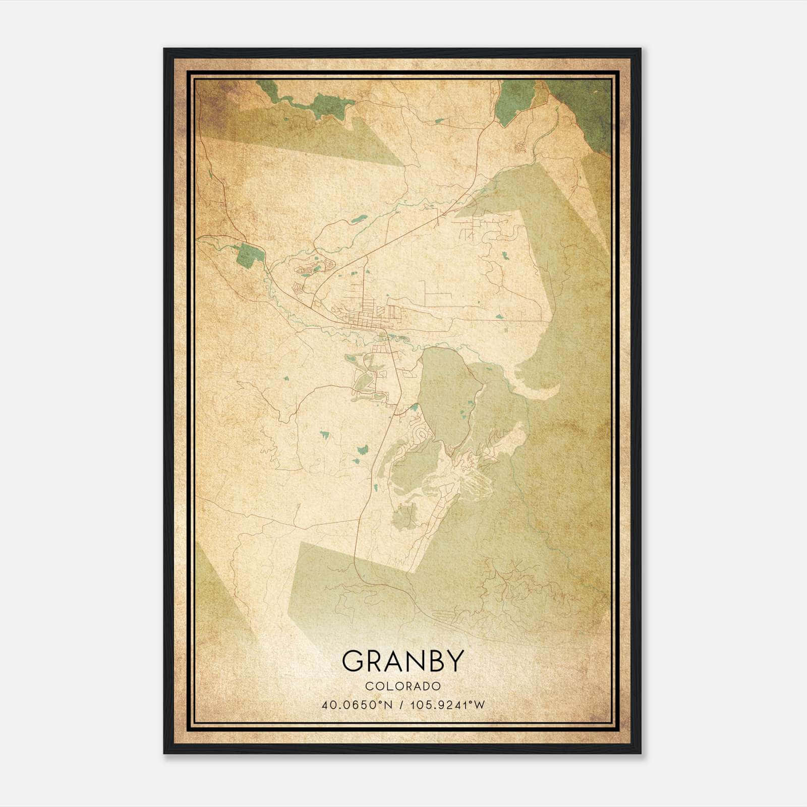 Vintage Granby Colorado Map Poster, Granby CO City Road Wall Art Print Vintage Granby Colorado Map Poster, Granby CO City Road Wall Art Print
