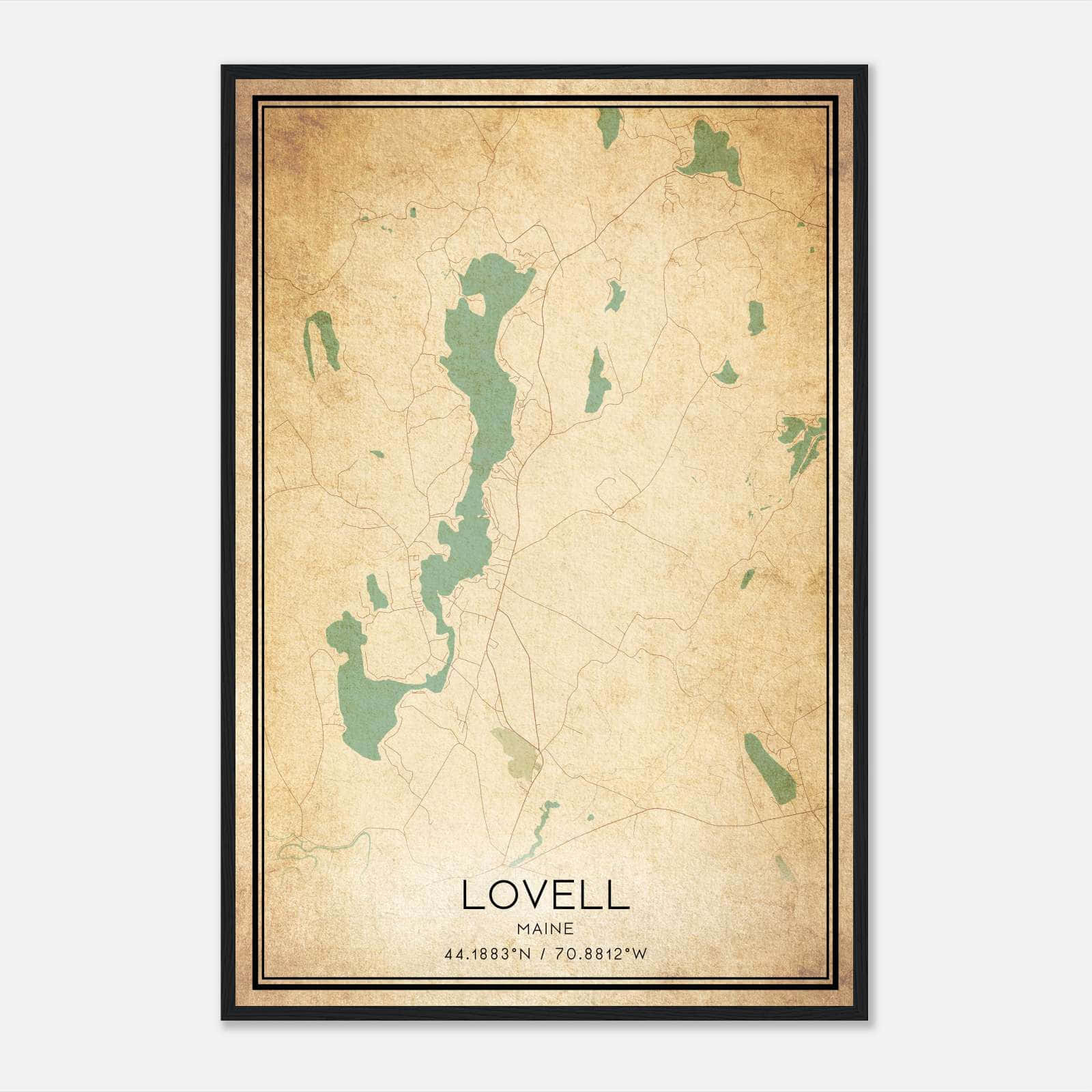 Vintage Lovell Maine Map Poster, Lovell ME City Road Wall Art Print Vintage Lovell Maine Map Poster, Lovell ME City Road Wall Art Print
