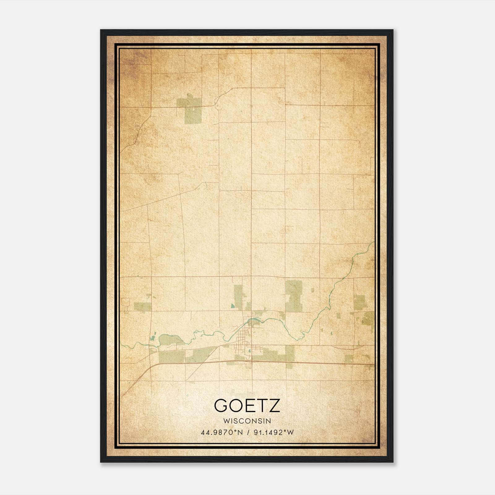 Vintage Goetz Wisconsin Map Poster, Goetz WI City Road Wall Art Print Vintage Goetz Wisconsin Map Poster, Goetz WI City Road Wall Art Print