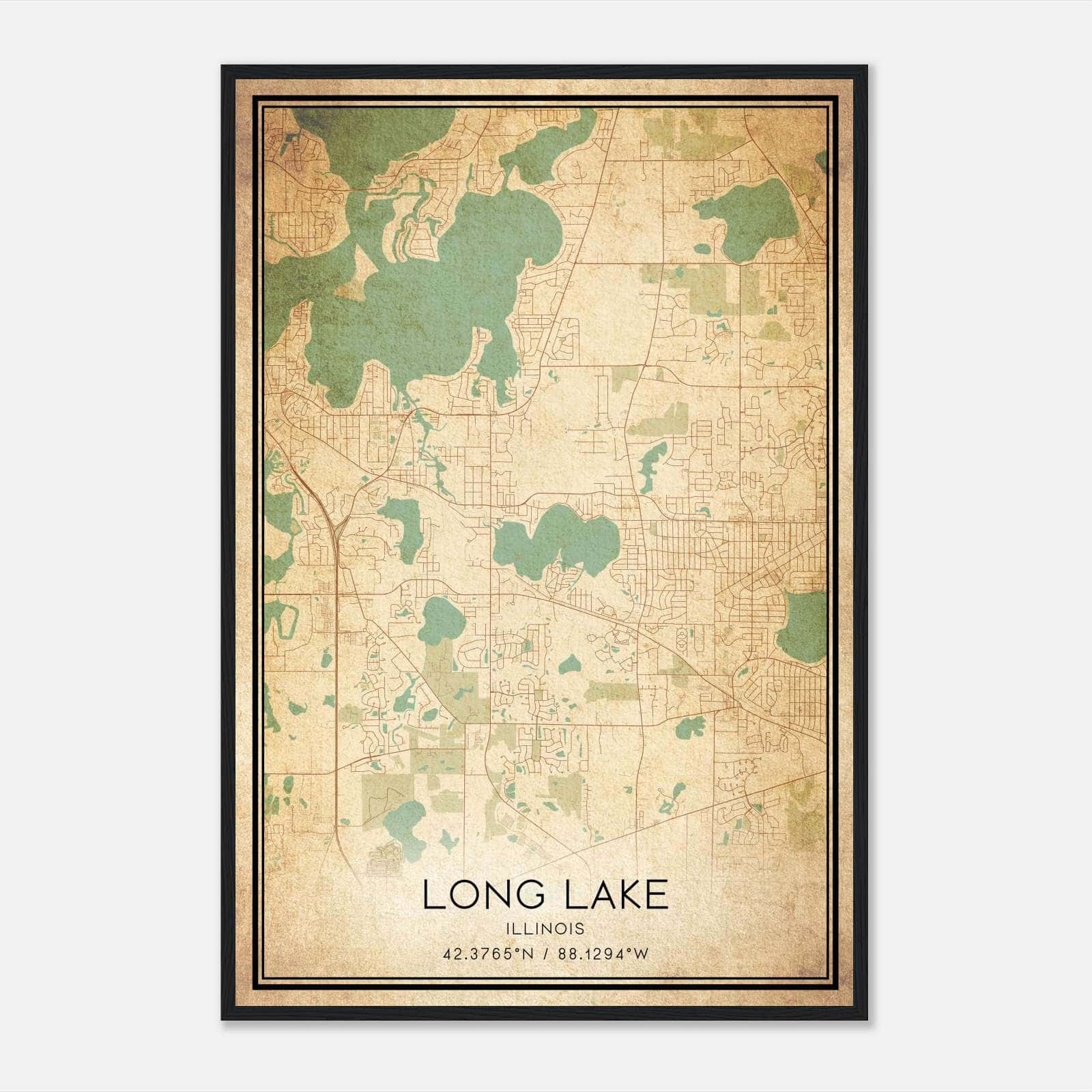 Vintage Long Lake Illinois Map Poster, Long Lake IL City Road Wall Art Print Vintage Long Lake Illinois Map Poster, Long Lake IL City Road Wall Art Print
