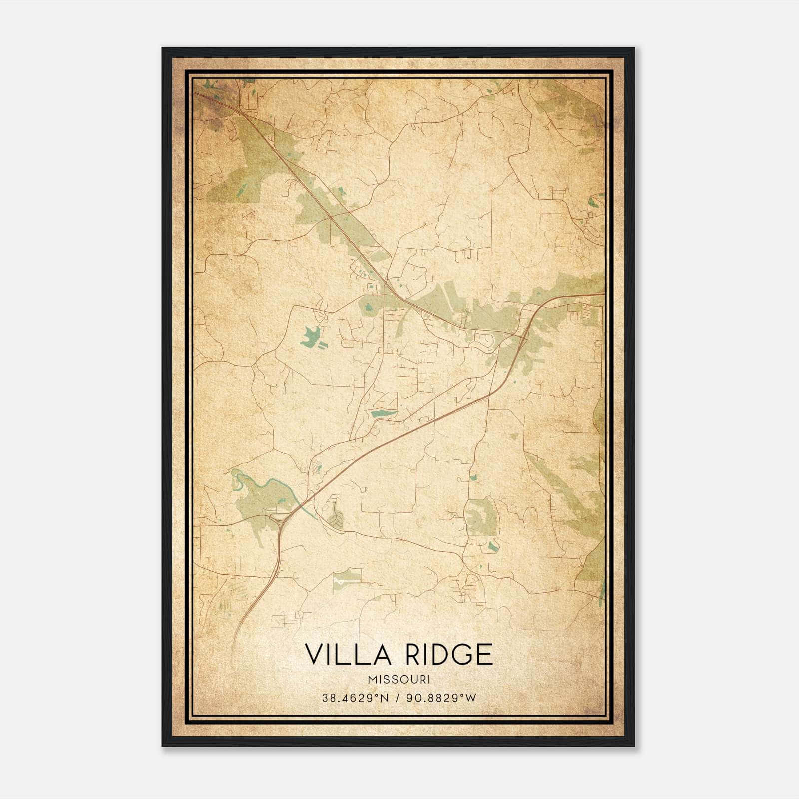 Vintage Villa Ridge Missouri Map Poster, Villa Ridge MO City Road Wall Art Print Vintage Villa Ridge Missouri Map Poster, Villa Ridge MO City Road Wall Art Print
