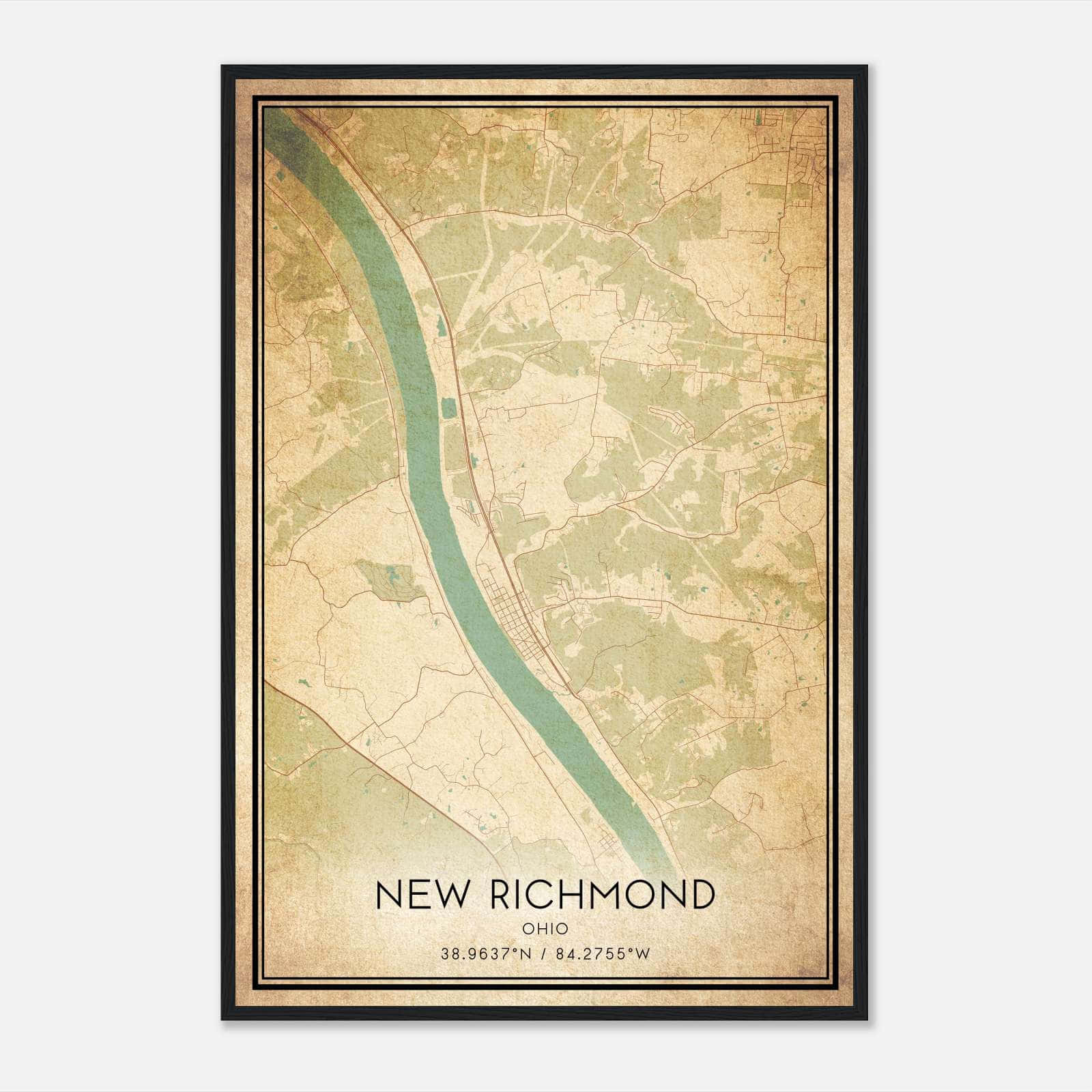 Vintage New Richmond Ohio Map Poster, New Richmond OH City Road Wall Art Print Vintage New Richmond Ohio Map Poster, New Richmond OH City Road Wall Art Print