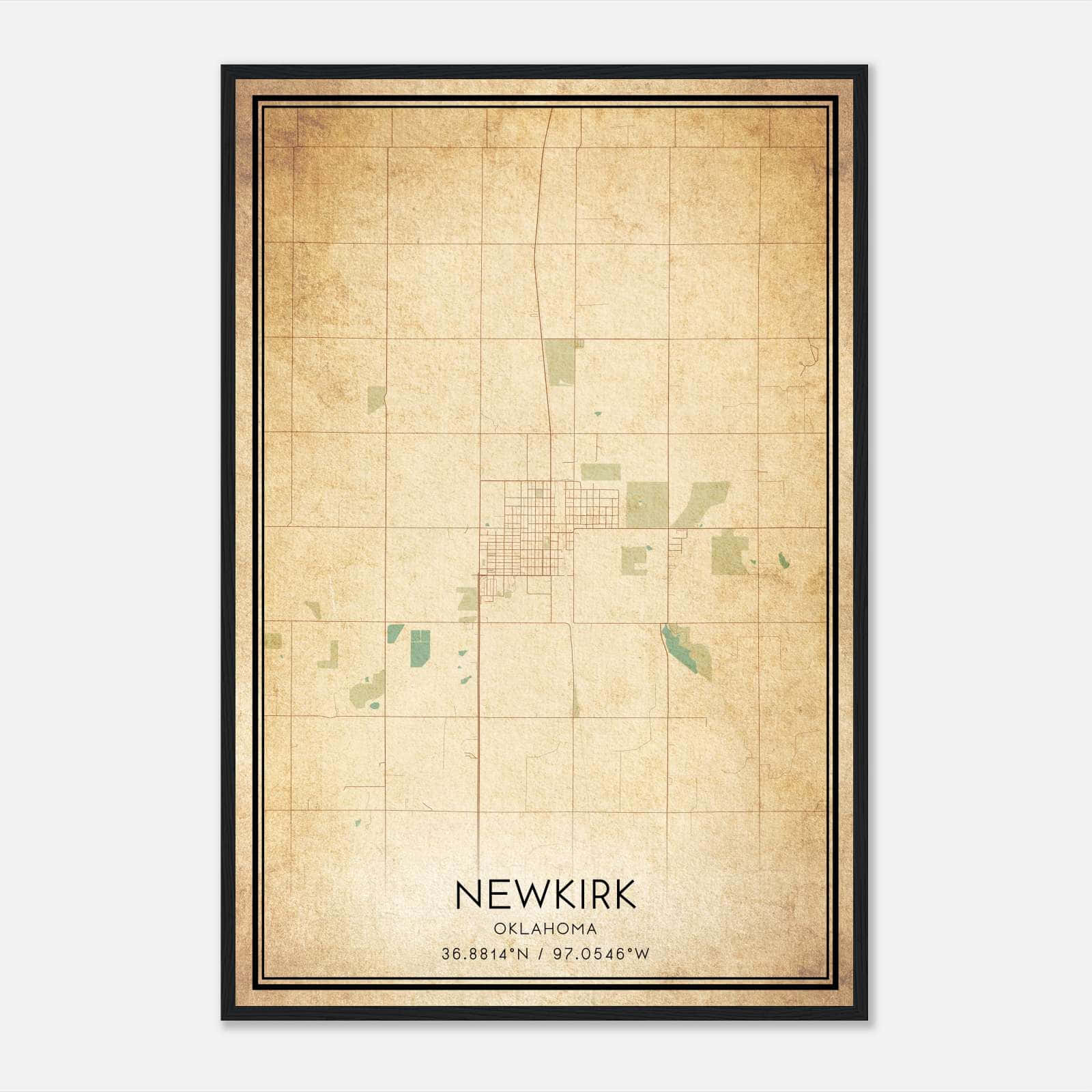 Vintage Newkirk Oklahoma Map Poster, Newkirk OK City Road Wall Art Print Vintage Newkirk Oklahoma Map Poster, Newkirk OK City Road Wall Art Print
