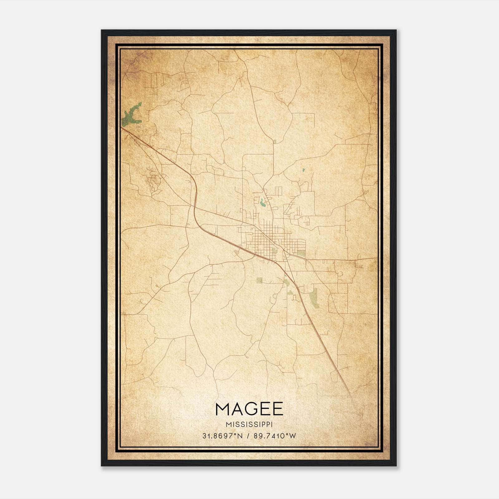Vintage Magee Mississippi Map Poster, Magee MS City Road Wall Art Print Vintage Magee Mississippi Map Poster, Magee MS City Road Wall Art Print