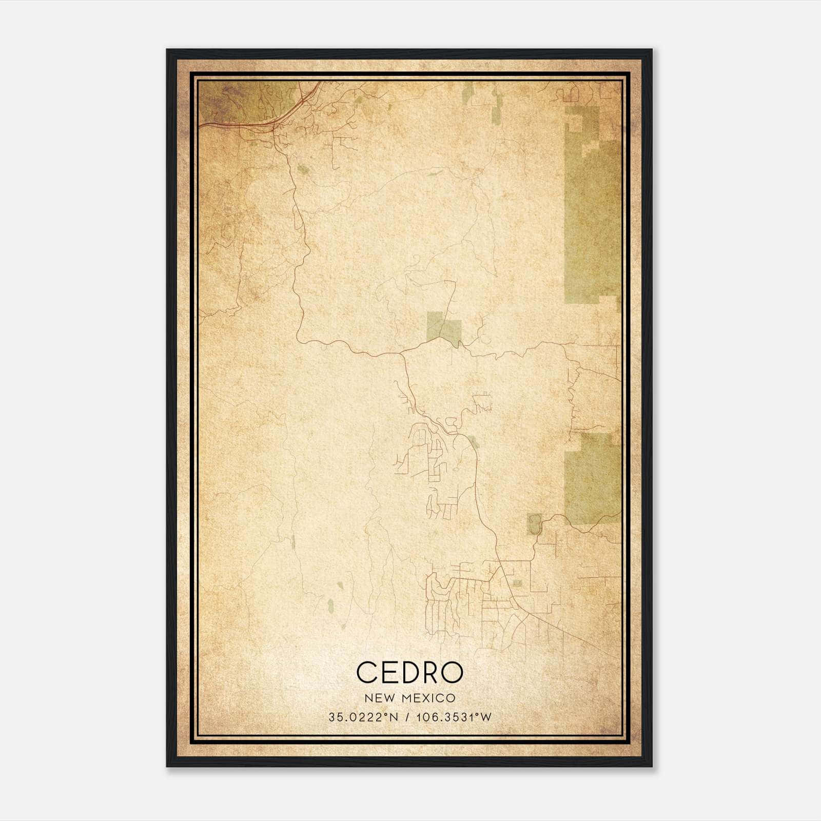 Vintage Cedro New Mexico Map Poster, Cedro NM City Road Wall Art Print Vintage Cedro New Mexico Map Poster, Cedro NM City Road Wall Art Print