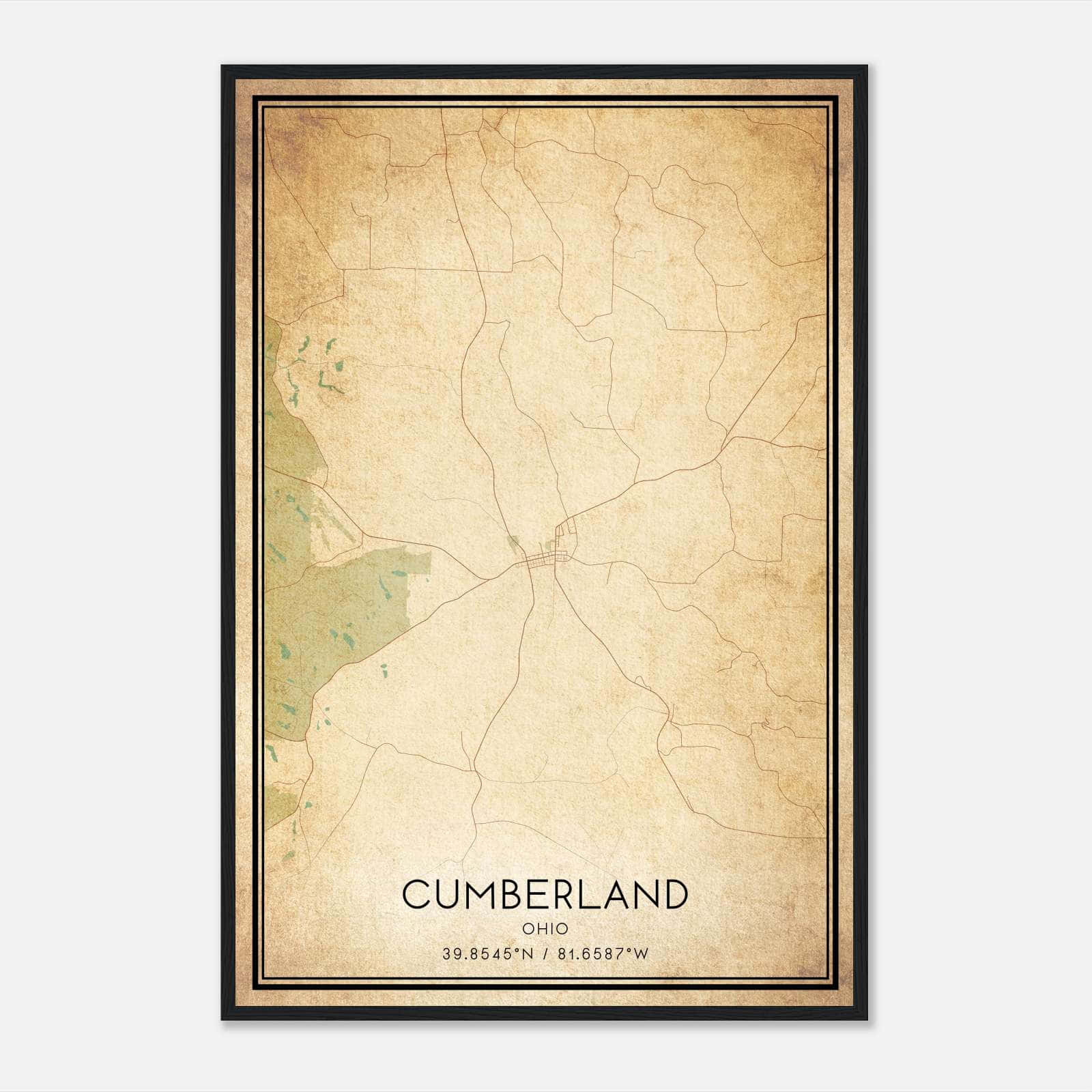 Vintage Cumberland Ohio Map Poster, Cumberland OH City Road Wall Art Print Vintage Cumberland Ohio Map Poster, Cumberland OH City Road Wall Art Print