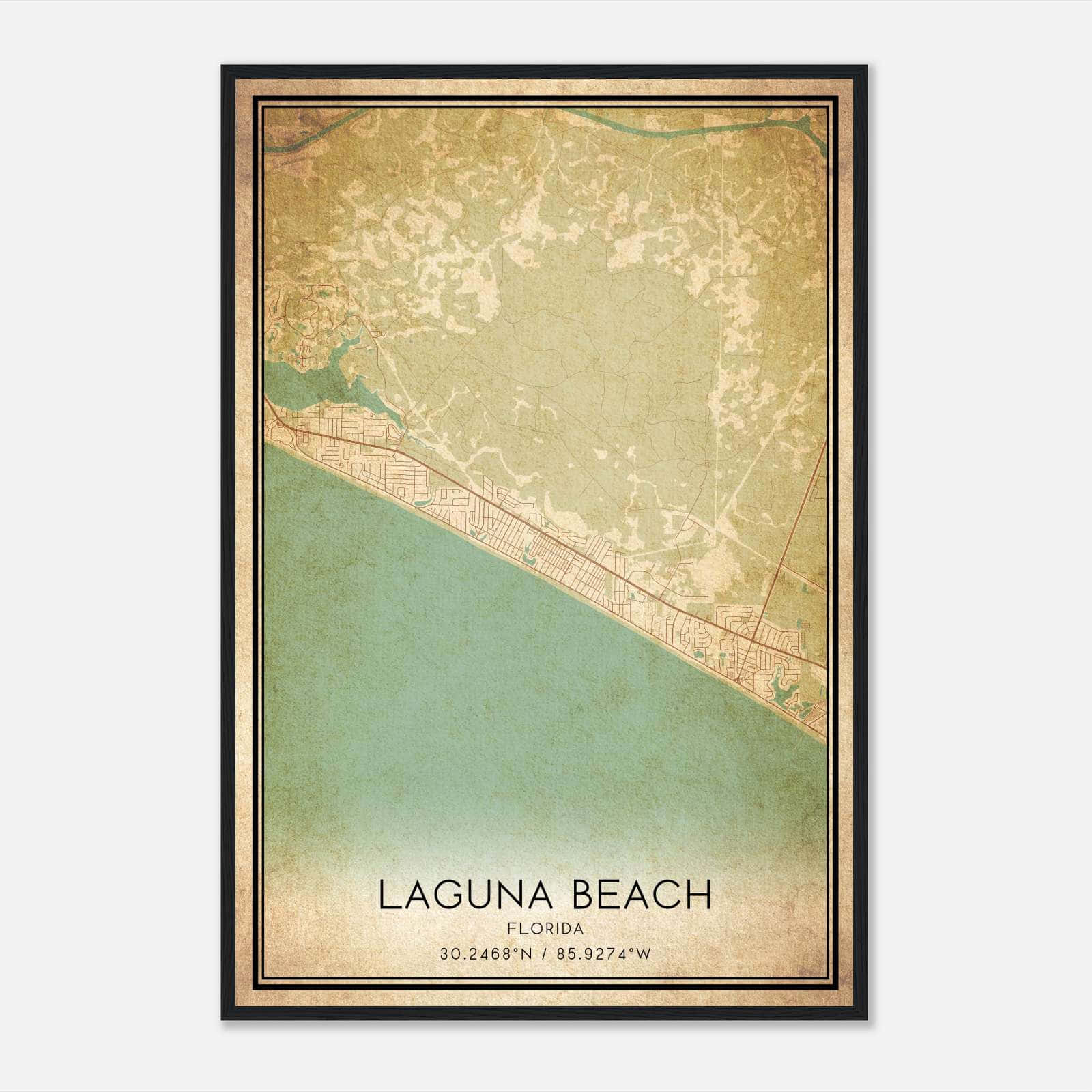 Vintage Laguna Beach Florida Map Poster, Laguna Beach FL City Road Wall Art Print Vintage Laguna Beach Florida Map Poster, Laguna Beach FL City Road Wall Art Print