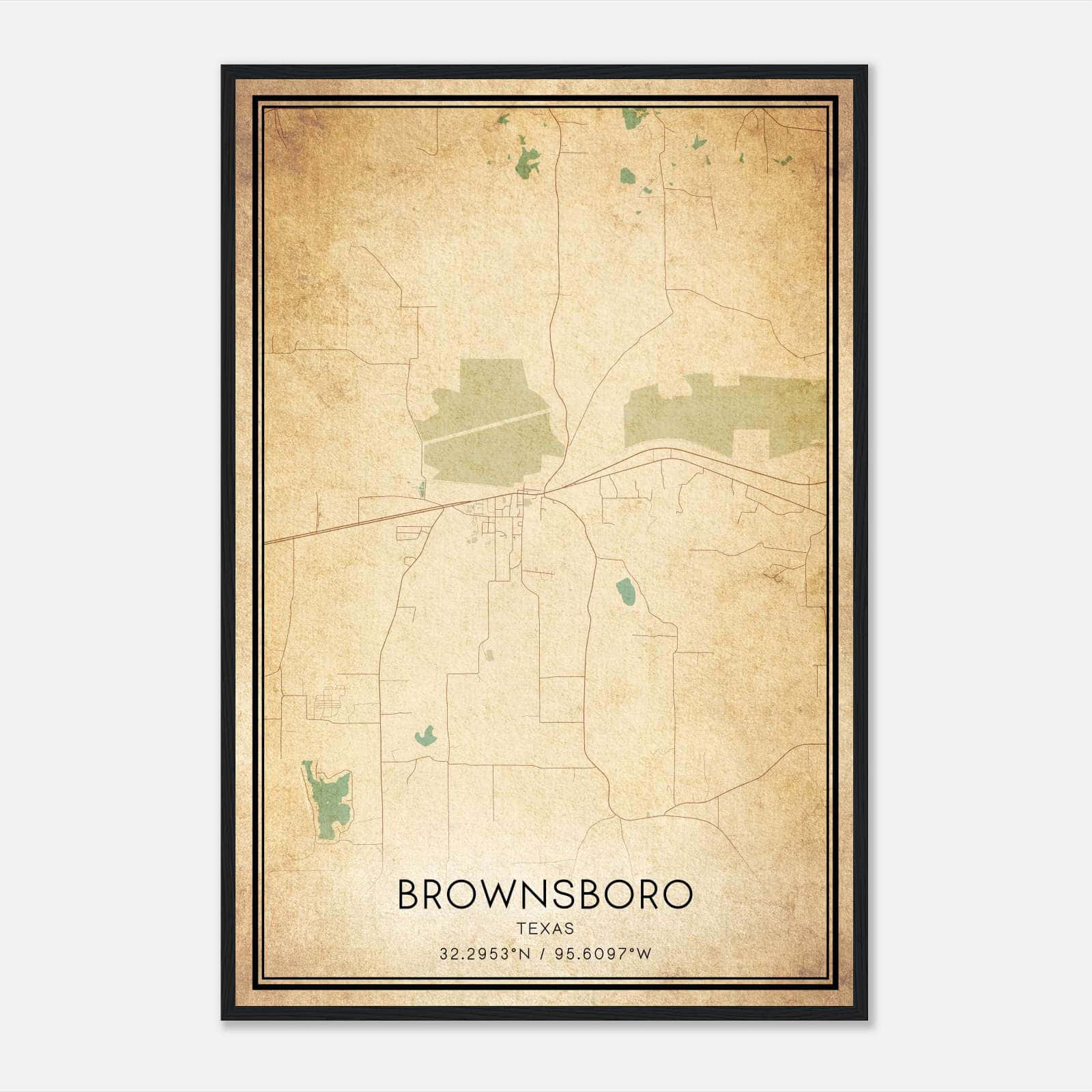 Vintage Brownsboro Texas Map Poster, Brownsboro TX City Road Wall Art Print Vintage Brownsboro Texas Map Poster, Brownsboro TX City Road Wall Art Print