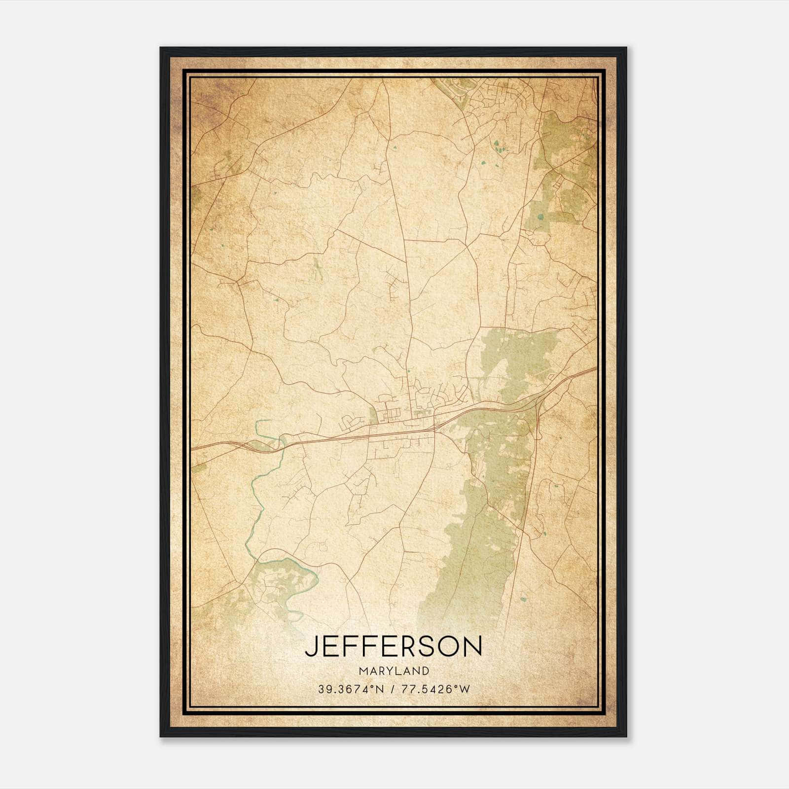 Vintage Jefferson Maryland Map Poster, Jefferson MD City Road Wall Art Print Vintage Jefferson Maryland Map Poster, Jefferson MD City Road Wall Art Print