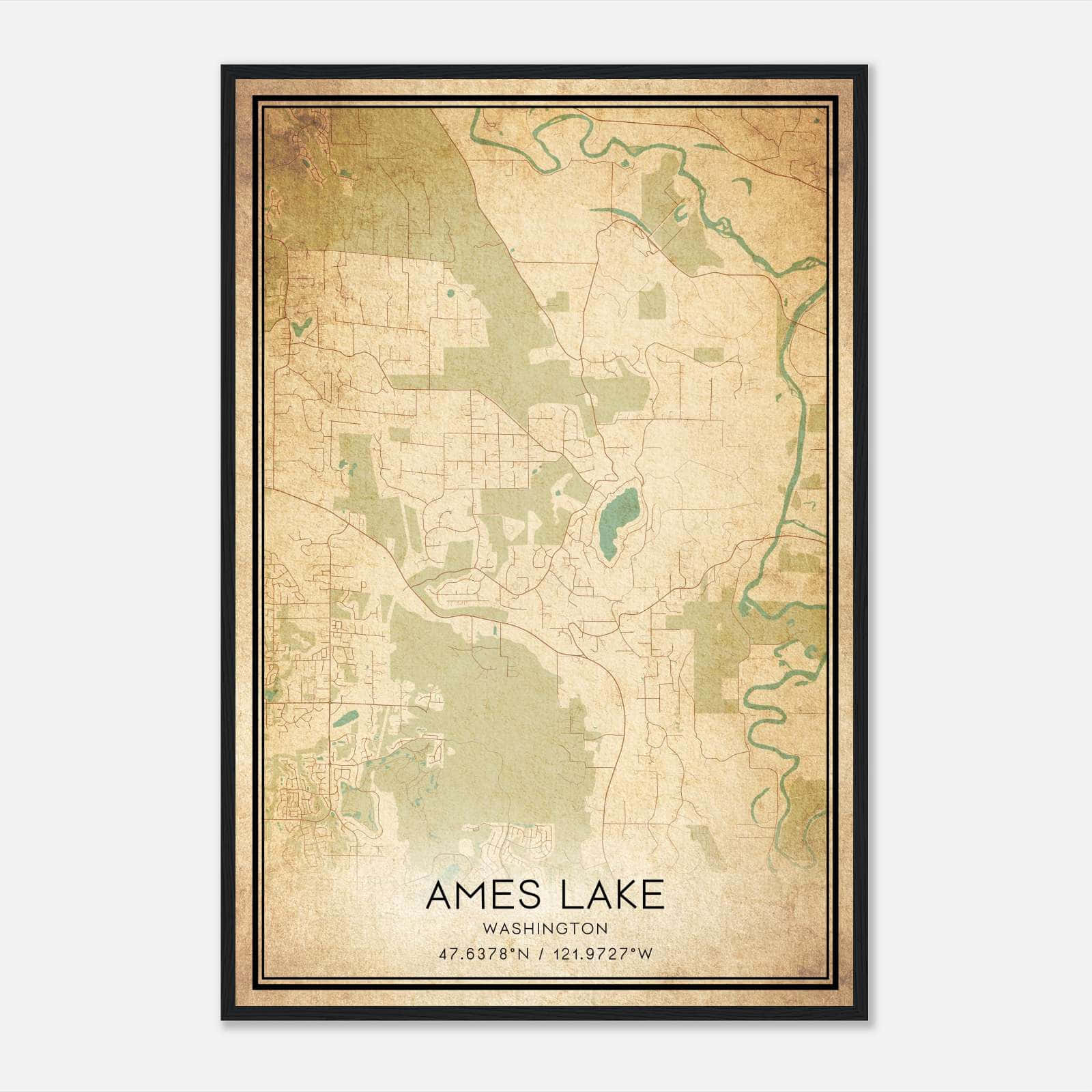 Vintage Ames Lake Washington Map Poster, Ames Lake WA City Road Wall Art Print Vintage Ames Lake Washington Map Poster, Ames Lake WA City Road Wall Art Print
