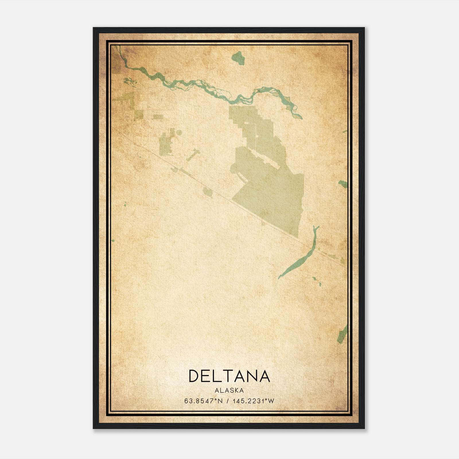 Vintage Deltana Alaska Map Poster, Deltana AK City Road Wall Art Print Vintage Deltana Alaska Map Poster, Deltana AK City Road Wall Art Print