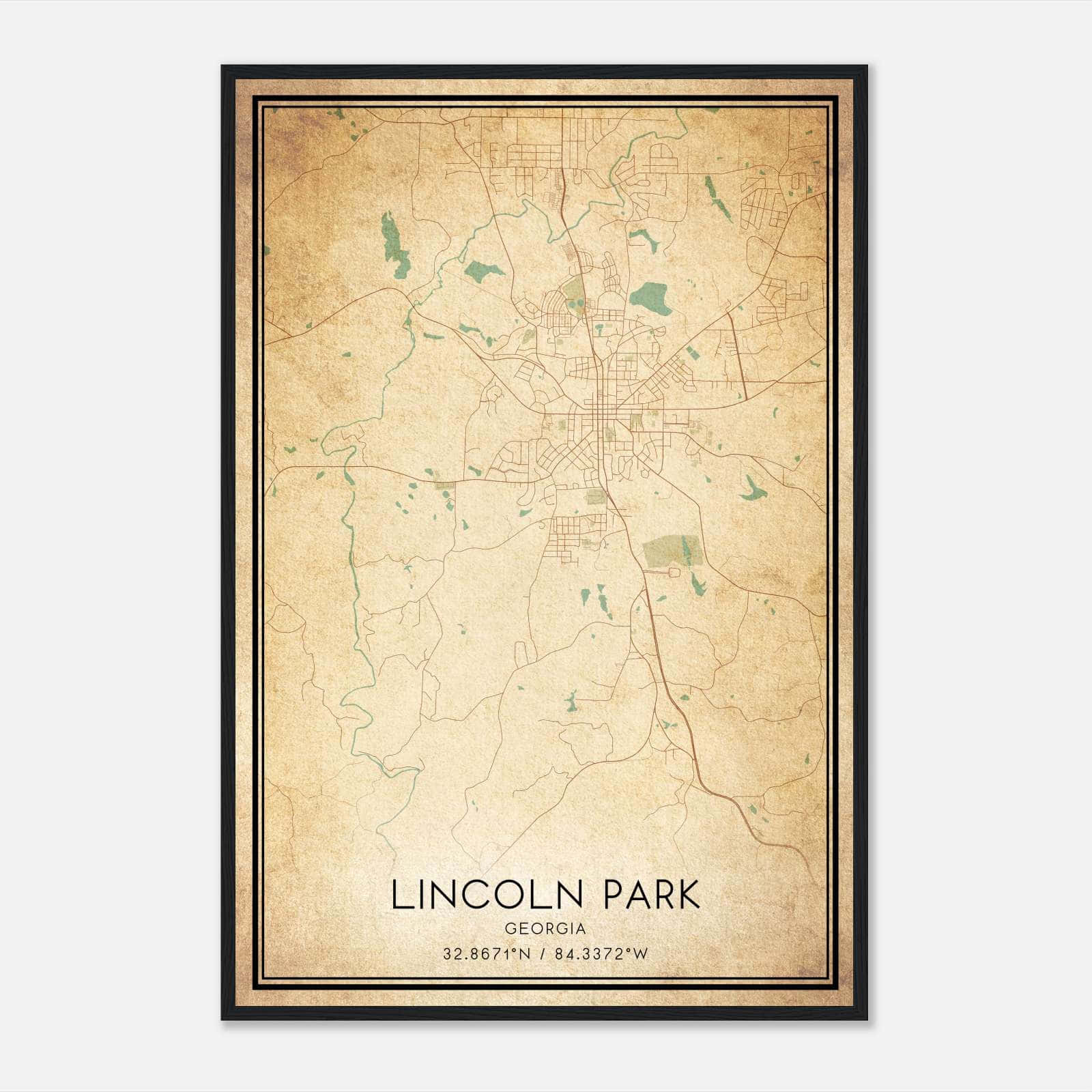 Vintage Lincoln Park Georgia Map Poster, Lincoln Park GA City Road Wall Art Print Vintage Lincoln Park Georgia Map Poster, Lincoln Park GA City Road Wall Art Print