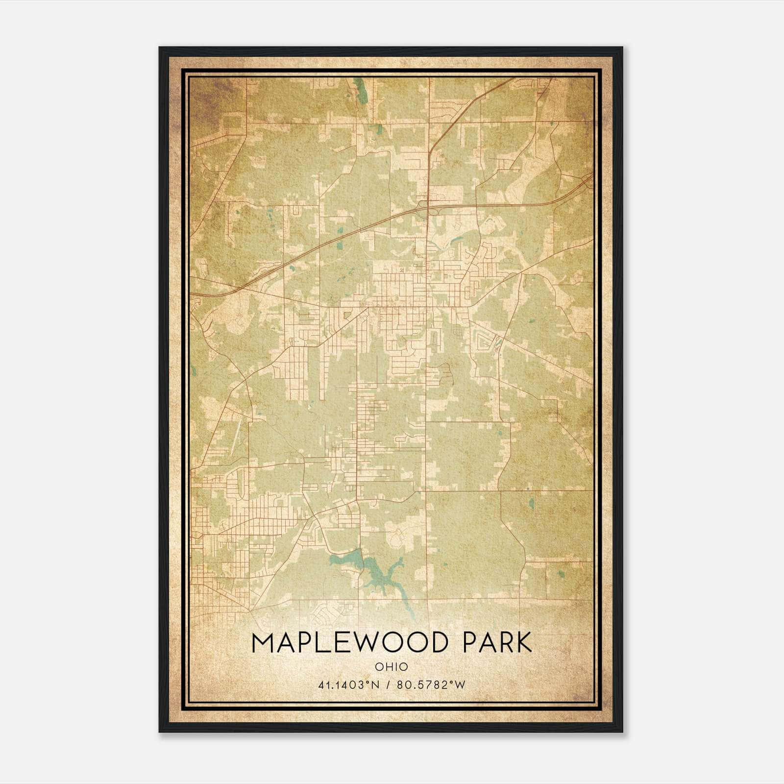 Vintage Maplewood Park Ohio Map Poster, Maplewood Park OH City Road Wall Art Print Vintage Maplewood Park Ohio Map Poster, Maplewood Park OH City Road Wall Art Print