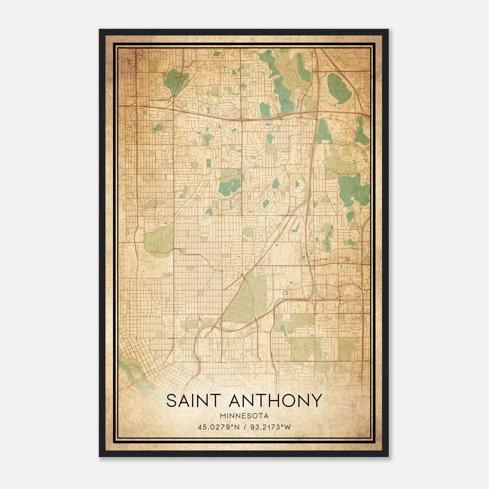 Vintage Saint Anthony Minnesota Map Poster, Saint Anthony MN City Road Wall Art Print Vintage Saint Anthony Minnesota Map Poster, Saint Anthony MN City Road Wall Art Print