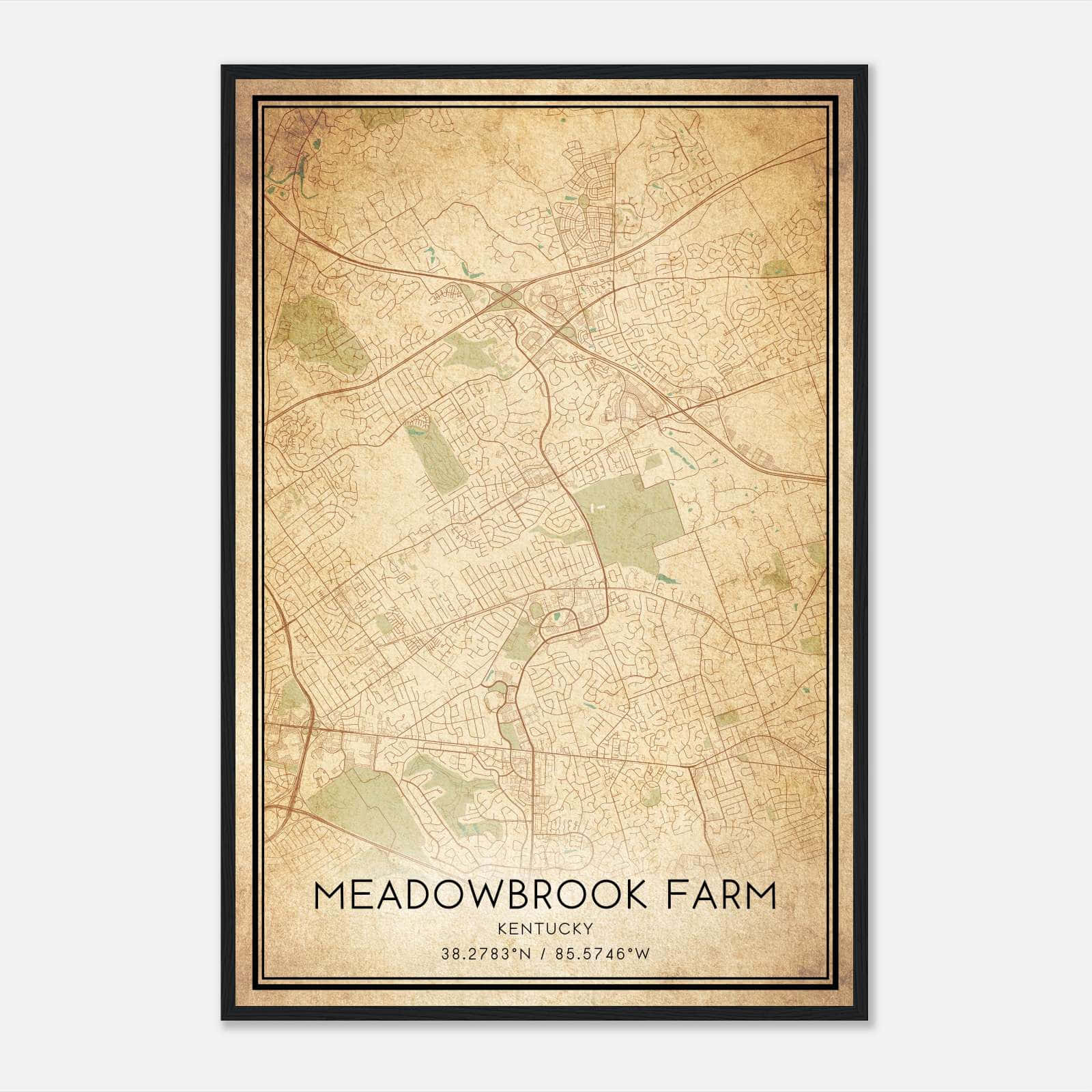 Vintage Meadowbrook Farm Kentucky Map Poster, Meadowbrook Farm KY City Road Wall Art Print Vintage Meadowbrook Farm Kentucky Map Poster, Meadowbrook Farm KY City Road Wall Art Print