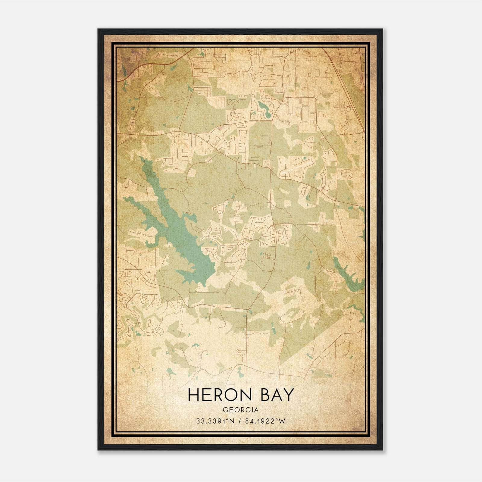 Vintage Heron Bay Georgia Map Poster, Heron Bay GA City Road Wall Art Print Vintage Heron Bay Georgia Map Poster, Heron Bay GA City Road Wall Art Print