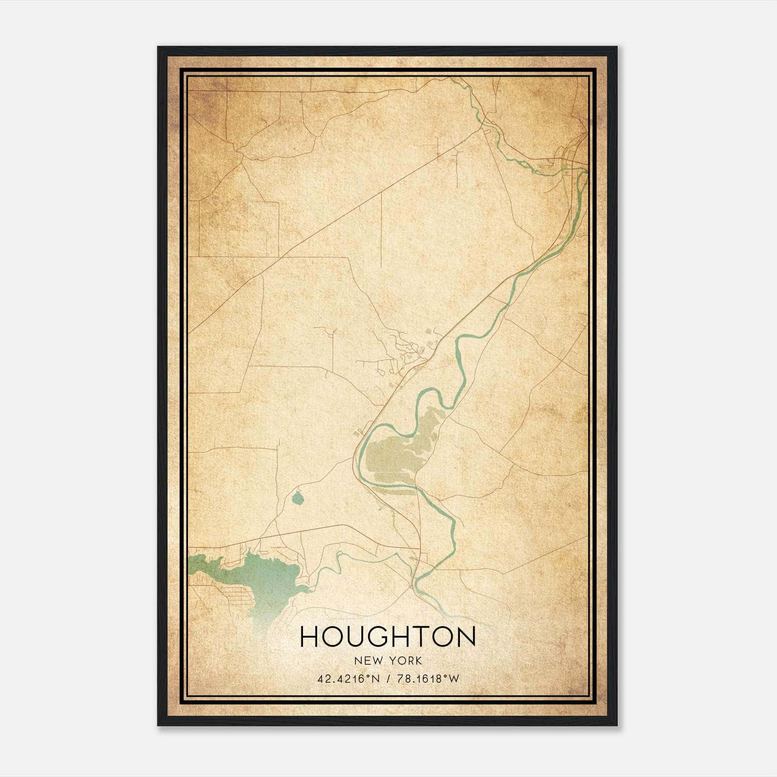 Vintage Houghton New York Map Poster, Houghton NY City Road Wall Art Print Vintage Houghton New York Map Poster, Houghton NY City Road Wall Art Print