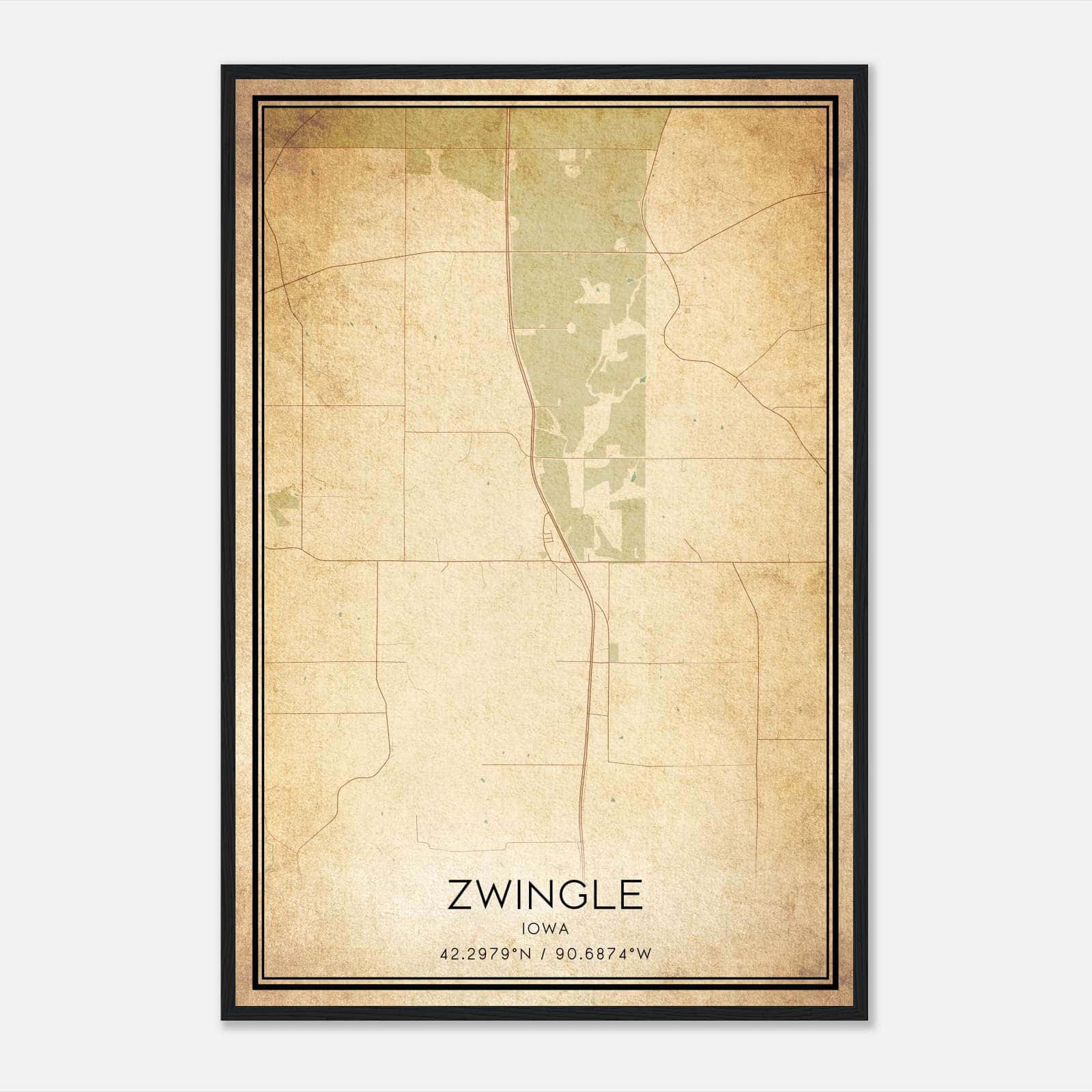 Vintage Zwingle Iowa Map Poster, Zwingle IA City Road Wall Art Print Vintage Zwingle Iowa Map Poster, Zwingle IA City Road Wall Art Print