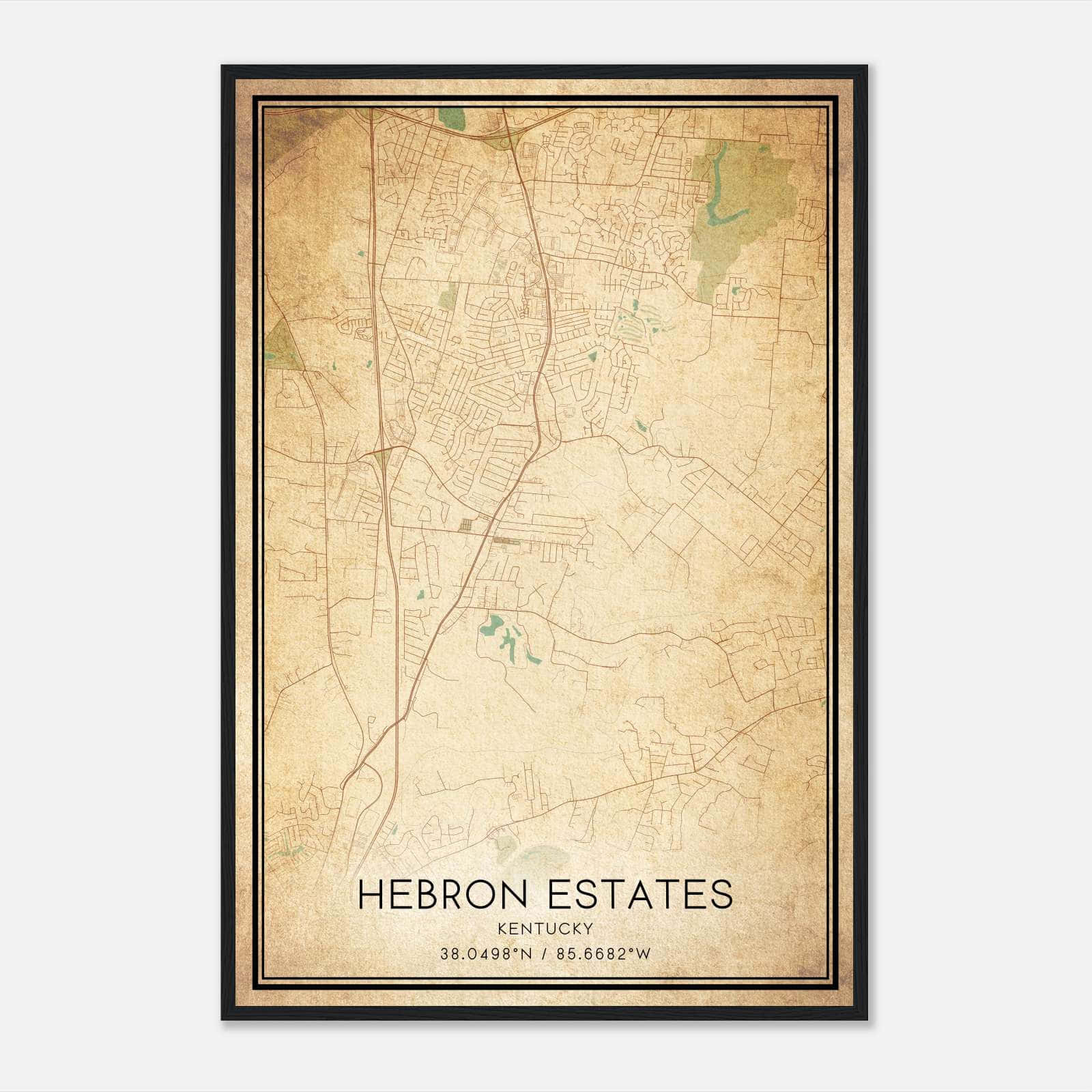 Vintage Hebron Estates Kentucky Map Poster, Hebron Estates KY City Road Wall Art Print Vintage Hebron Estates Kentucky Map Poster, Hebron Estates KY City Road Wall Art Print
