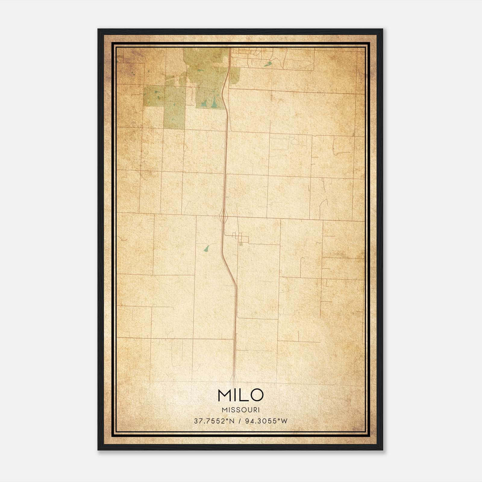 Vintage Milo Missouri Map Poster, Milo MO City Road Wall Art Print Vintage Milo Missouri Map Poster, Milo MO City Road Wall Art Print