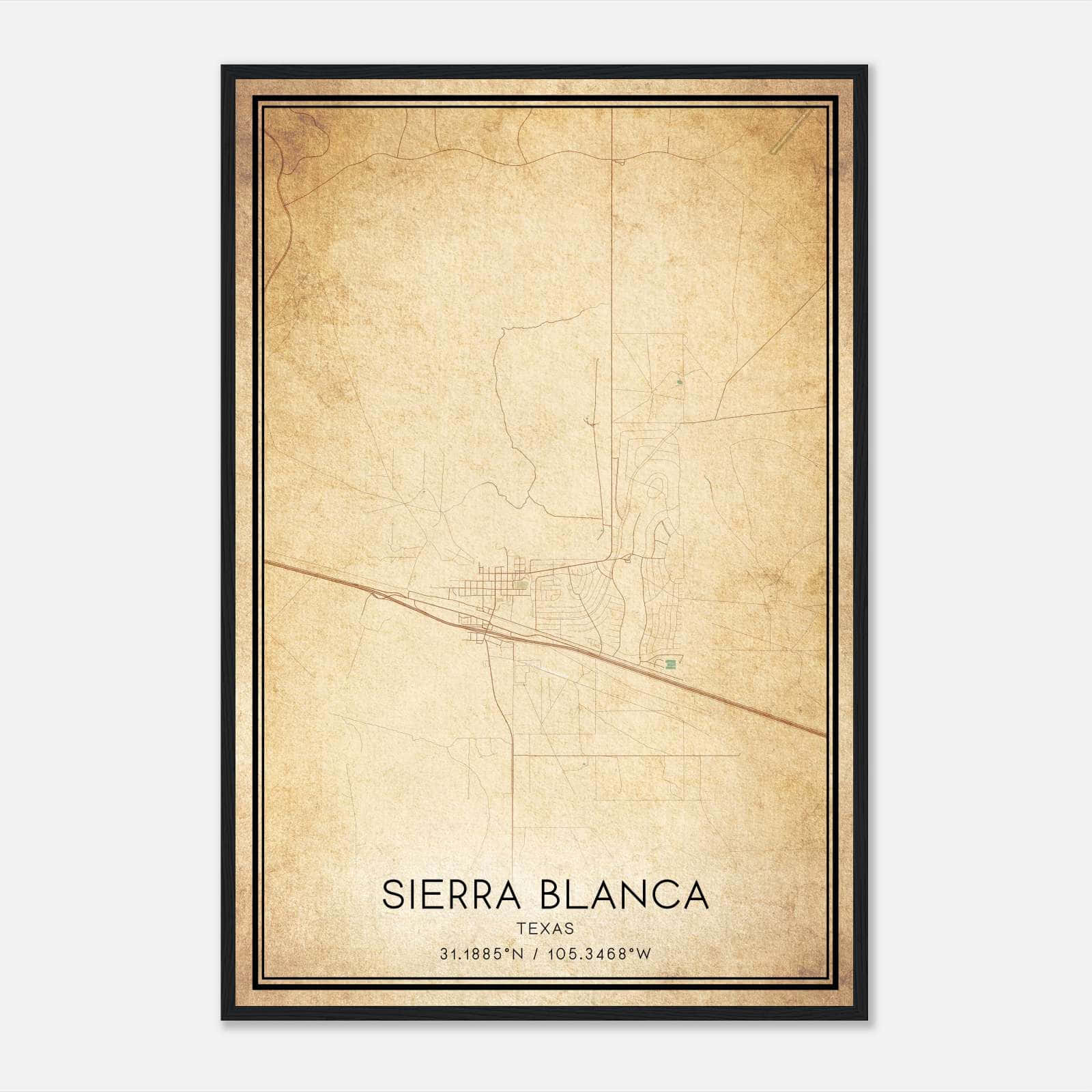 Vintage Sierra Blanca Texas Map Poster, Sierra Blanca TX City Road Wall Art Print Vintage Sierra Blanca Texas Map Poster, Sierra Blanca TX City Road Wall Art Print