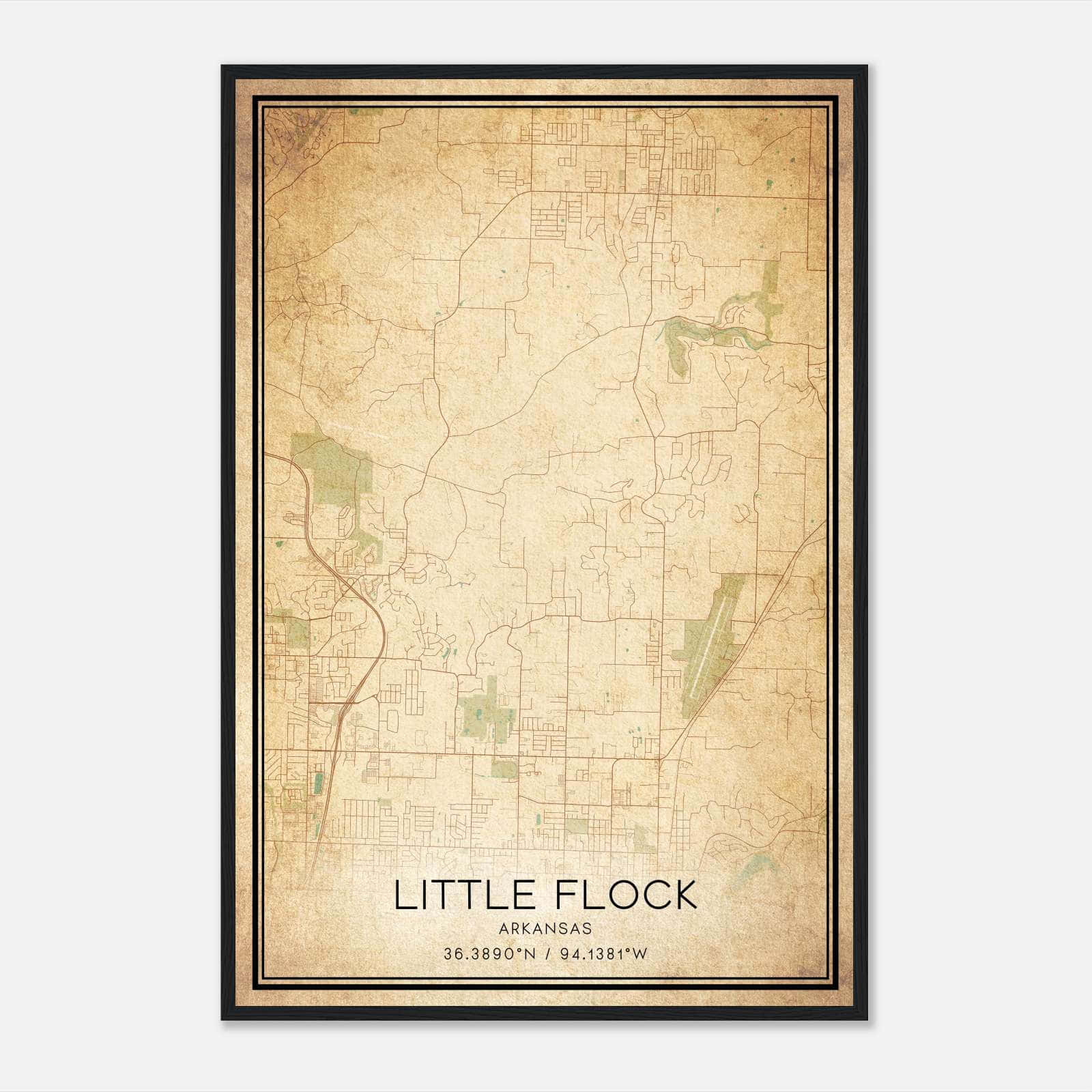 Vintage Little Flock Arkansas Map Poster, Little Flock AR City Road Wall Art Print Vintage Little Flock Arkansas Map Poster, Little Flock AR City Road Wall Art Print