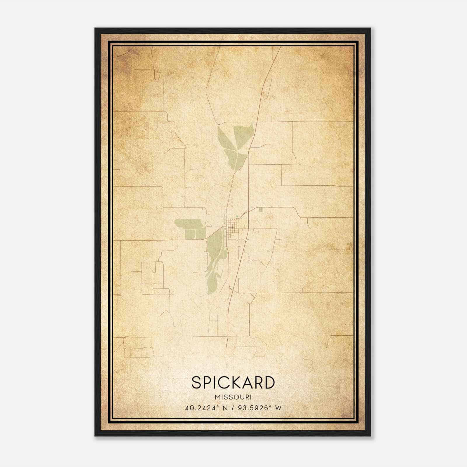 Vintage Spickard Missouri Map Poster, Spickard MO City Road Wall Art Print Vintage Spickard Missouri Map Poster, Spickard MO City Road Wall Art Print