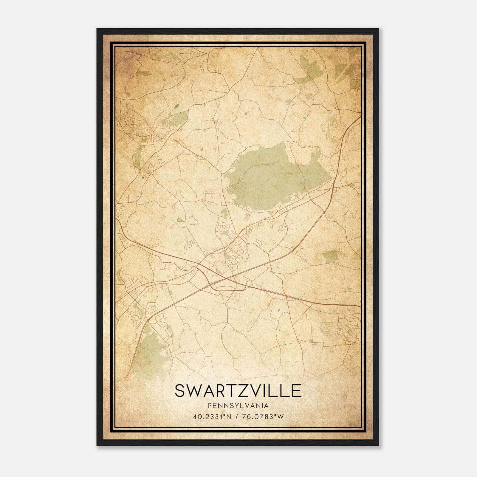 Vintage Swartzville Pennsylvania Map Poster, Swartzville PA City Road Wall Art Print Vintage Swartzville Pennsylvania Map Poster, Swartzville PA City Road Wall Art Print